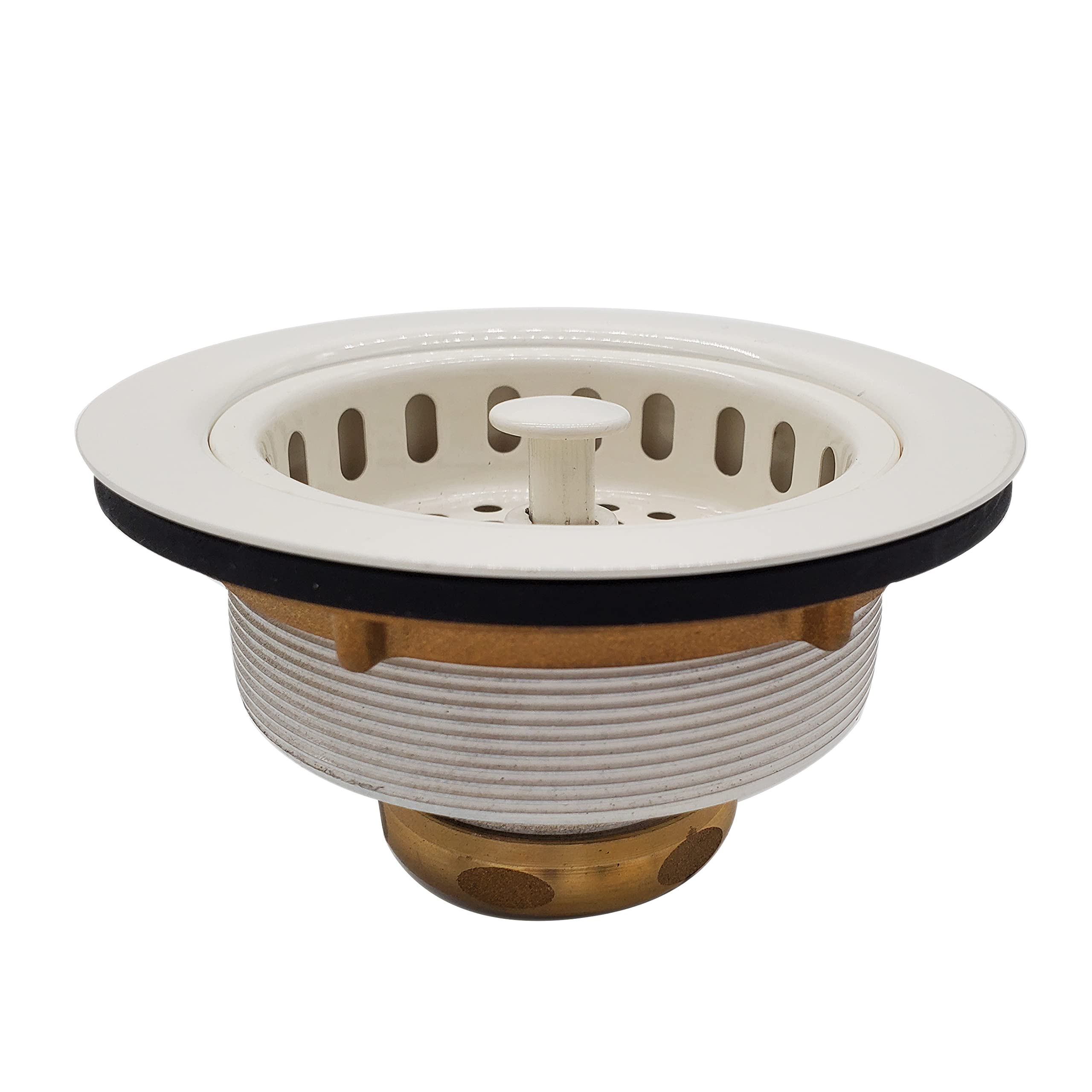 Westbrass D214-51 3-1/2'' Post Style Large Kitchen Sink Basket Strainer, 1-Pack, Powder Coat Almond