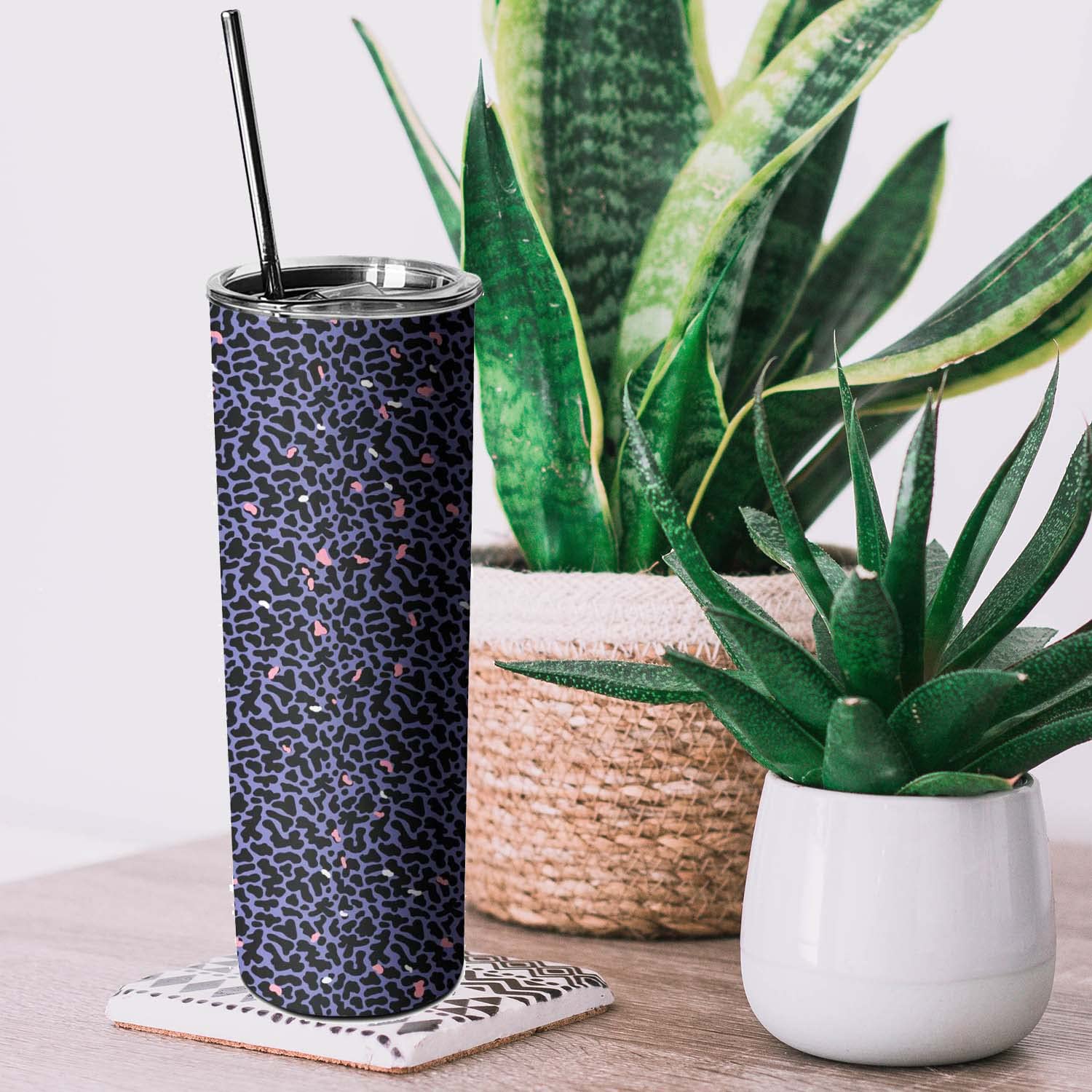 Leopard Tumbler, Tumbler With Lid And Straw-Leopard, Cheetah Print-Stainless Steel Insulated-Skinny Tumbler For Women Mom Girls