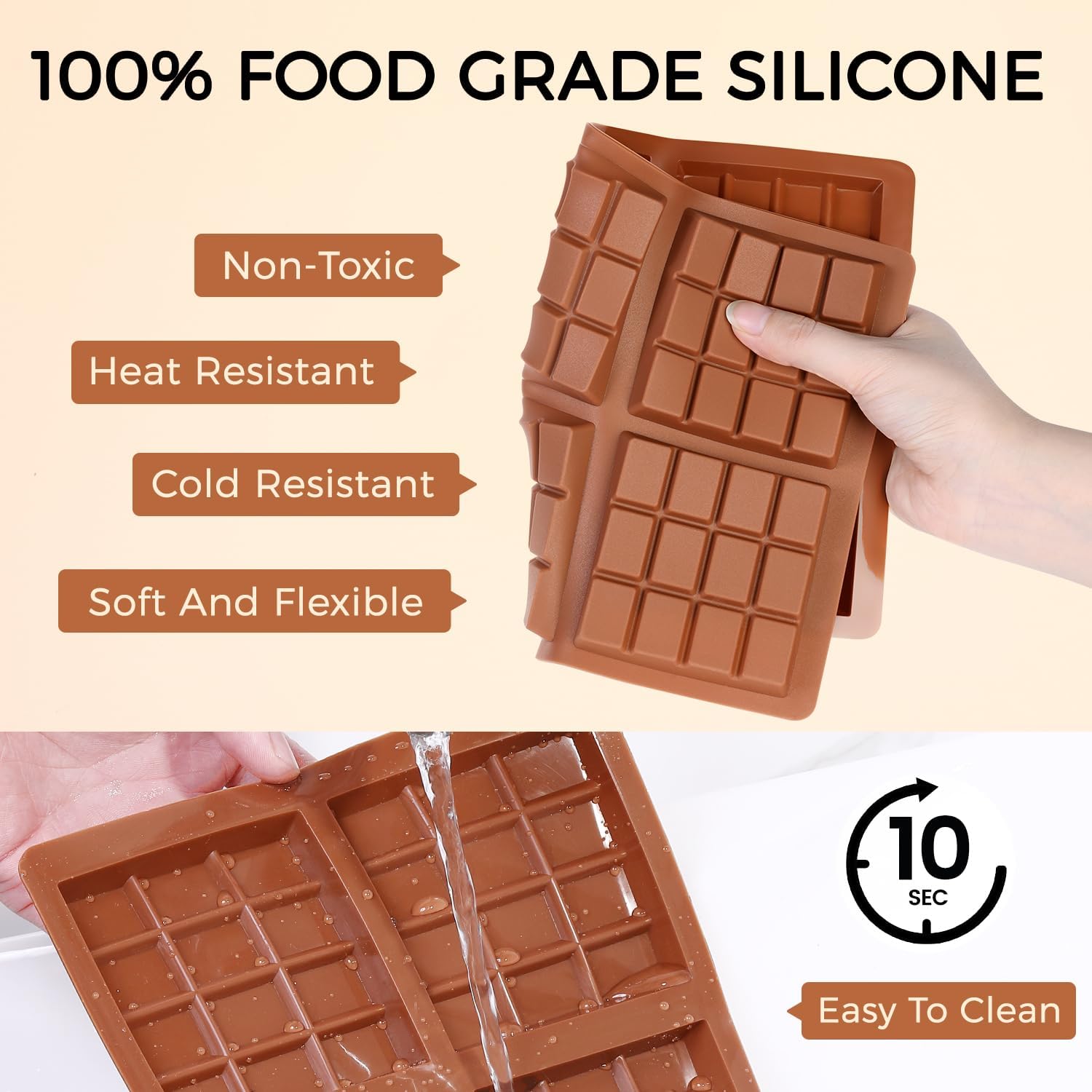 Fimary Silicone Molds for Chocolate  6 Cell 12 Section Rectangle Section Chocolate Bar Molds Flexible Wax Melt Mold  Pack of 1