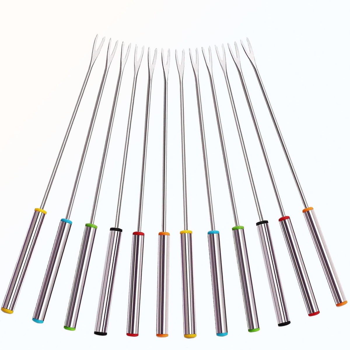 Stainless Steel Fondue Forks,Chocolate Dipping Fork With Heat Resistant Handle,For Chocolate Fountain Cheese Fondue,12 Pcs