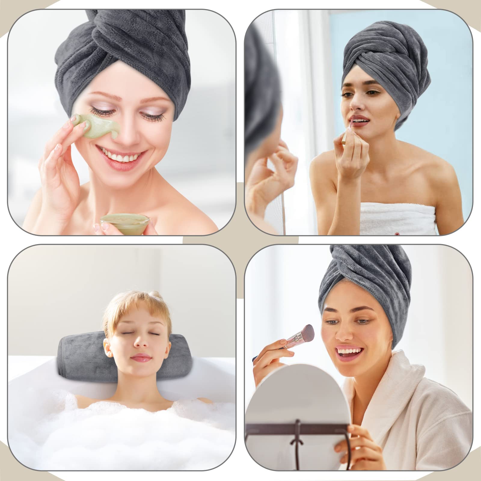 SUNLAND Microfiber Hair Towel Wrap for Women Super Absorbent Quick Dry Magic Hair Turban for Drying Long Hair Soft and Large 24