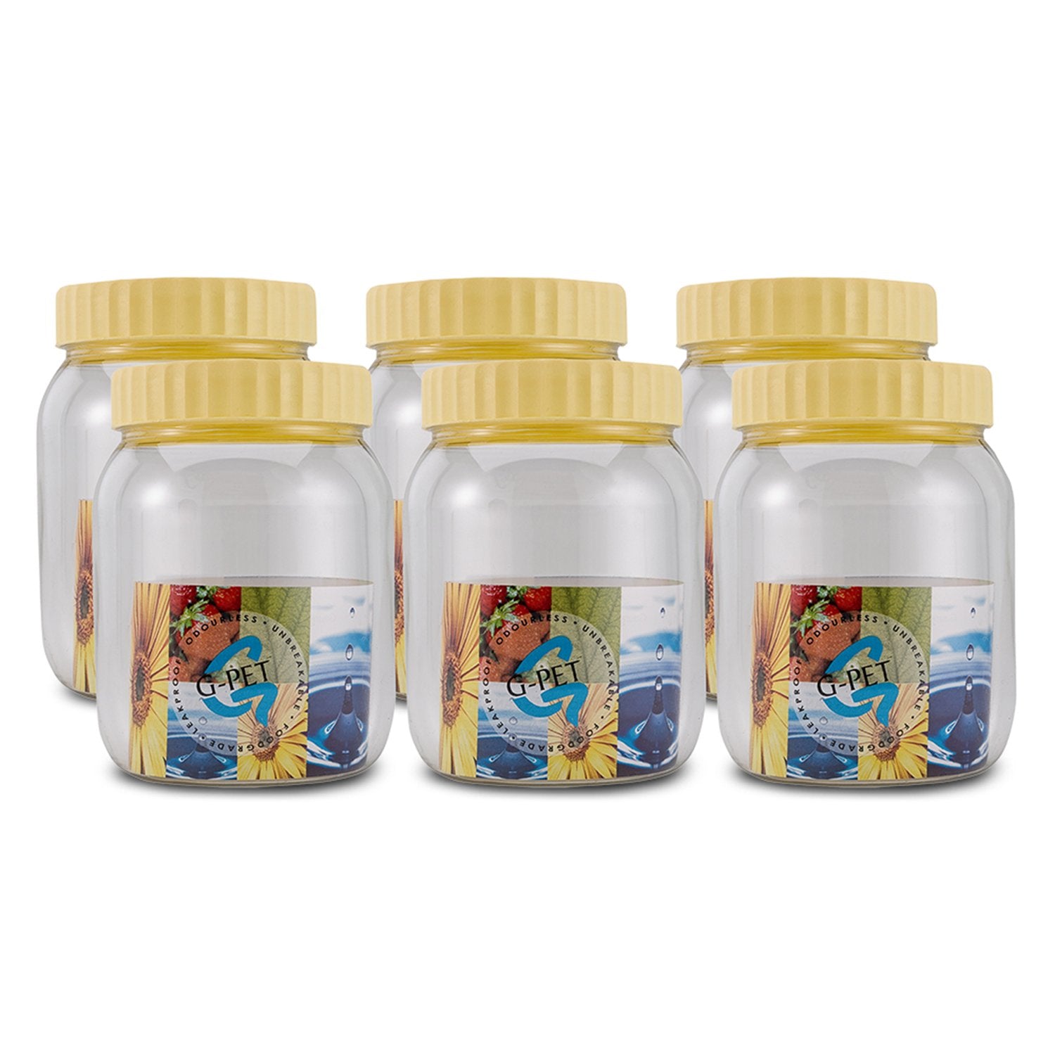 GPet Plastic Jar Set, 750Ml, 6Pieces, Transparent