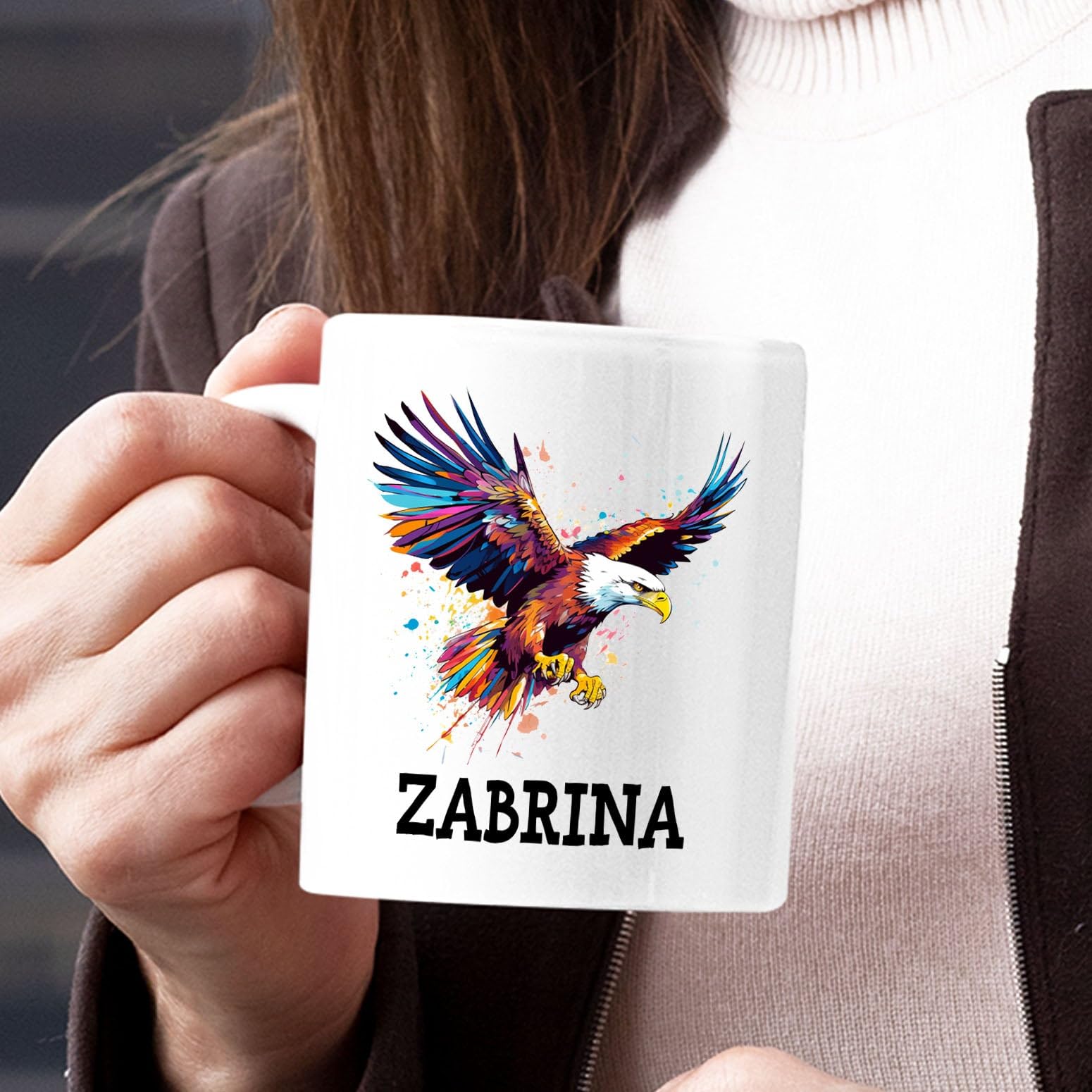 Personalized Eagle Coffee Mug Cup With Name, Customized Eagle Travel Tea Cup Gift For Men Women Eagle Lover Birthday, Eagles Cof