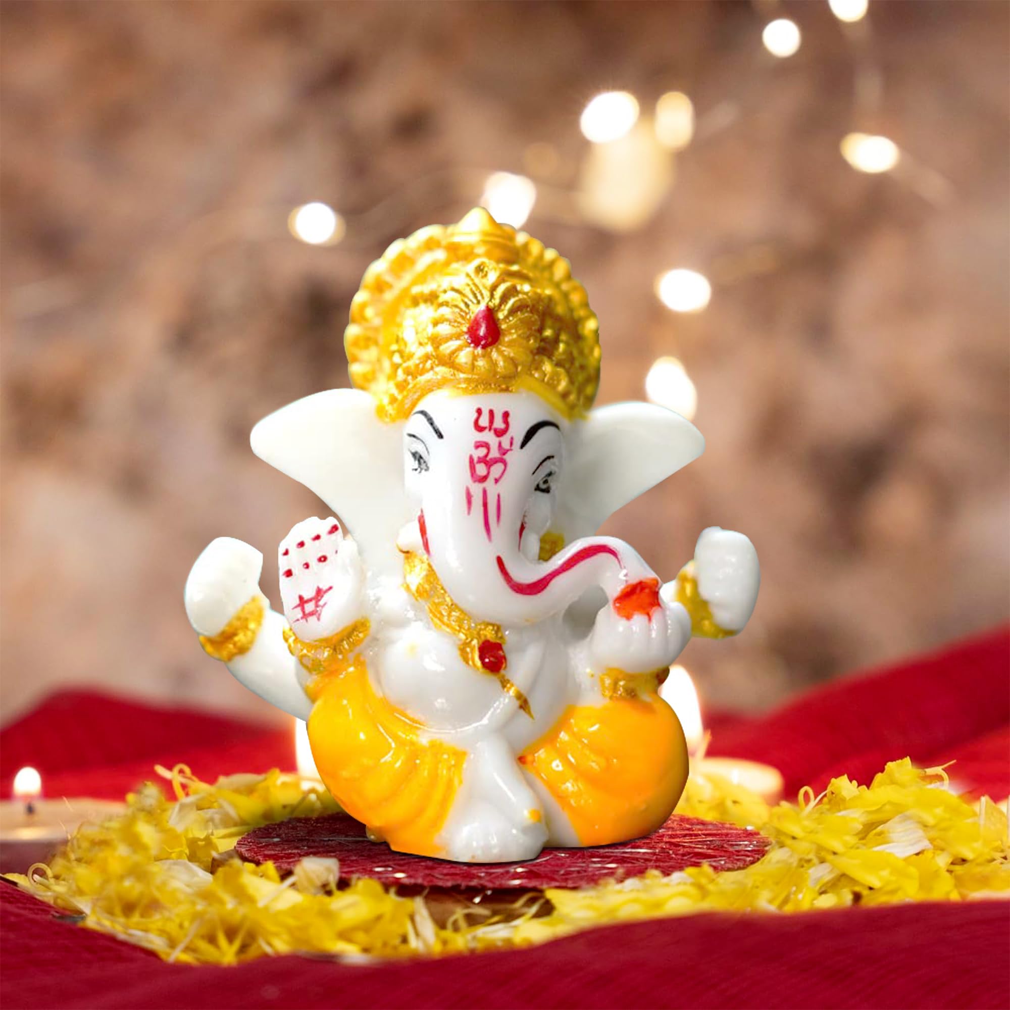Rousrie Auspicious Ganesh Idol For Car Dashboard And Home, Small Ganpati Ganesha Idol For Car God Dashboard Accessories (Design 
