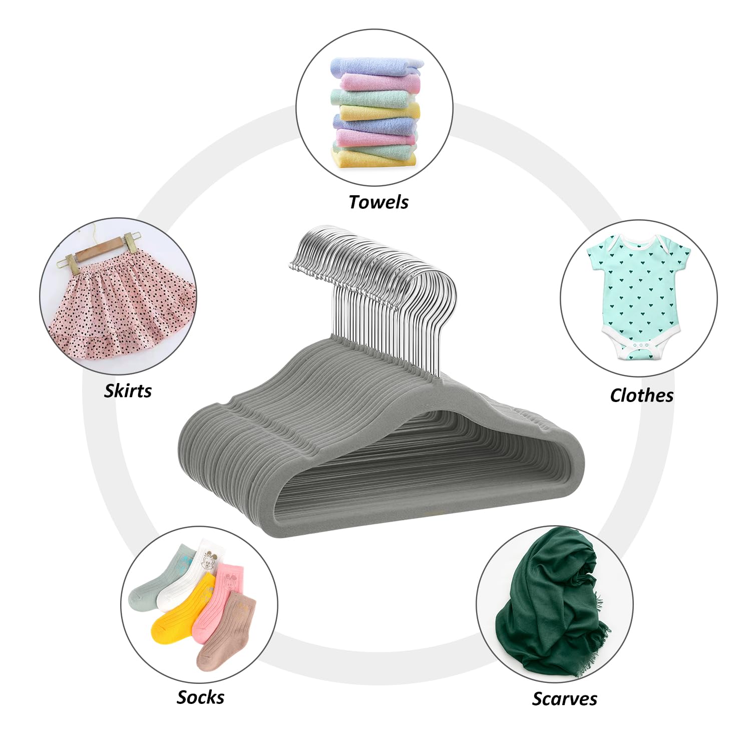 Mangokit Childrens-Clothes-Hangers, 30 Pack (28Cm, Gray) - Non-Slip Velvet Baby Hangers With 360 Degree Rotatory Hook, Ultra-Sli