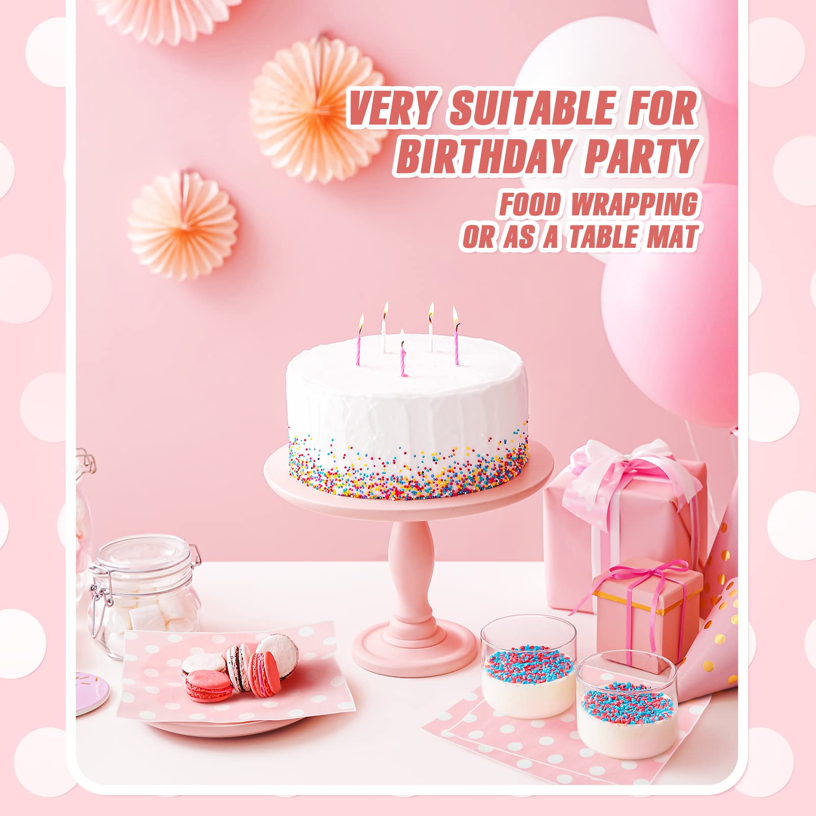 Wax Paper Sheets For Food White Dot Printed Bakery Tissue Greaseproof Disposable Wrapping Paper For Sandwich Fast Food Picnic Ba