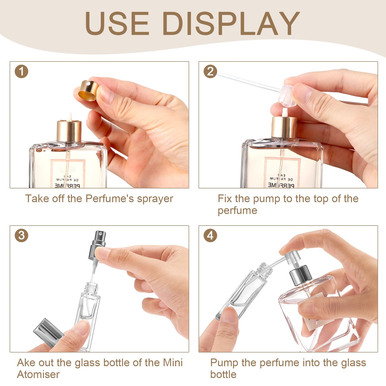 Domensi 30 Pcs 10 Ml Refillable Empty Perfume Bottles Glass Perfume Atomizer No Leak Travel Perfume Spray Bottle Mini Perfume De