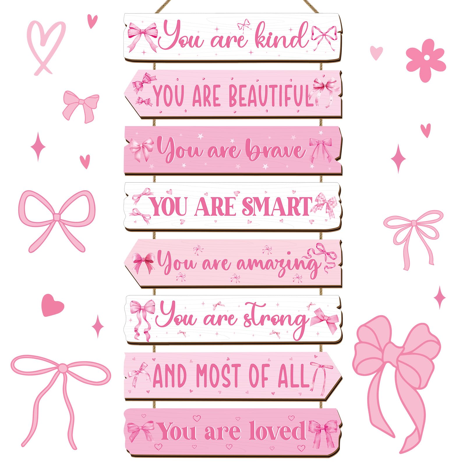 Qunclay Inspirational Girl Room Decor Aesthetic Art Wall Hanging Sign Inspiring Colorful Rainbow Wooden Decoration for Kids Todd