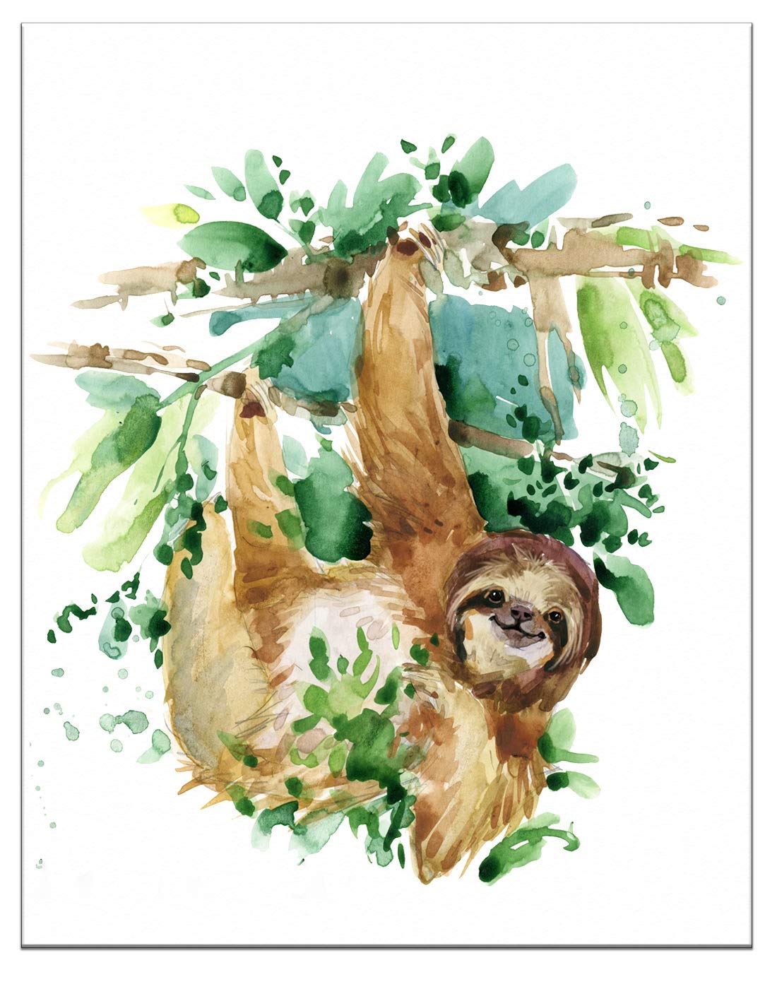 7Dots Art. Animals. Watercolor Art Print, Poster 8''X10'' On Fine Art Thick Watercolor Paper For Childrens Kids Room, Bedroom, B