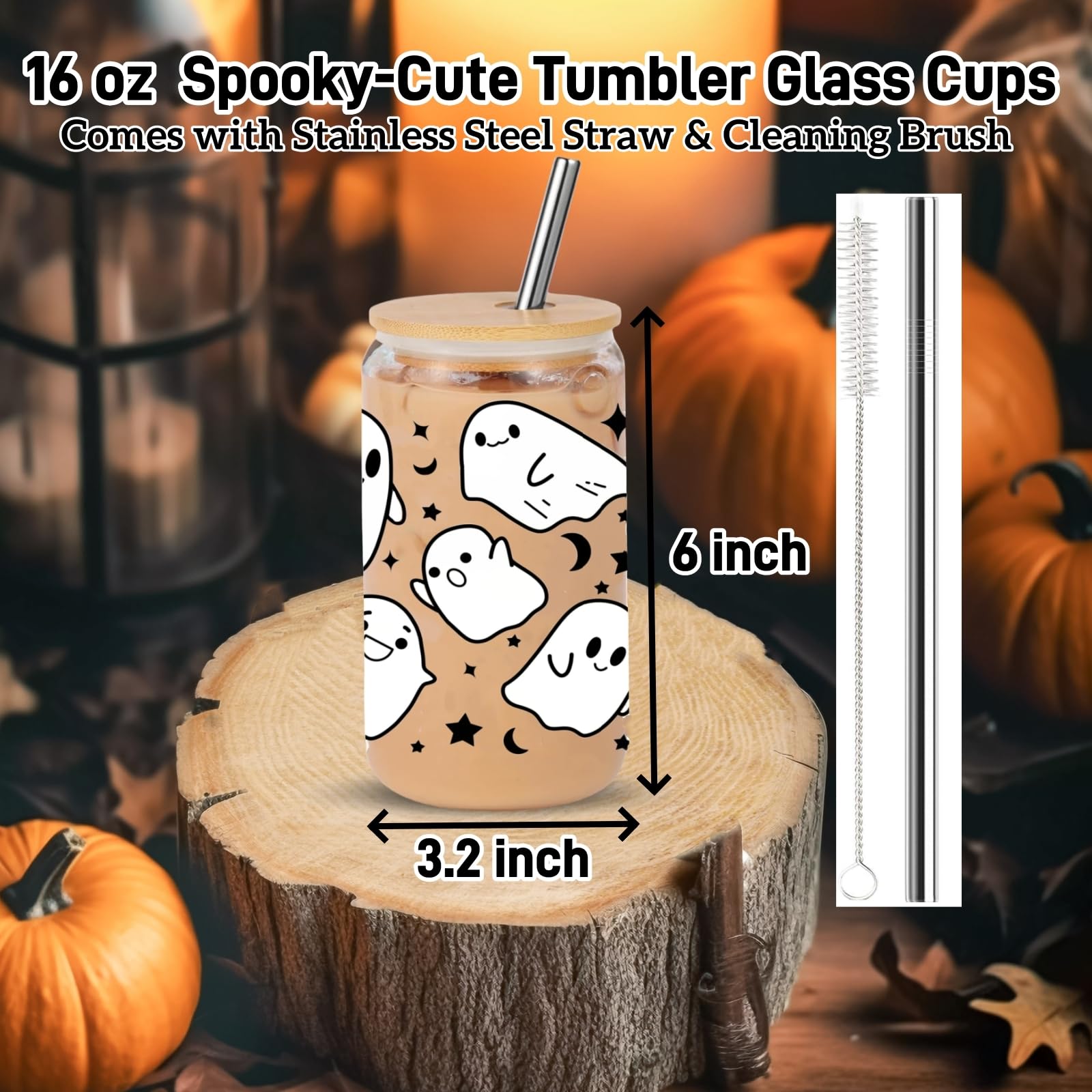 UURM Boo Basket Gift for Women, 7 Spooky Gift Set Including Glass Cup, Halloween Ghost Gifts for Friends Teen Girls