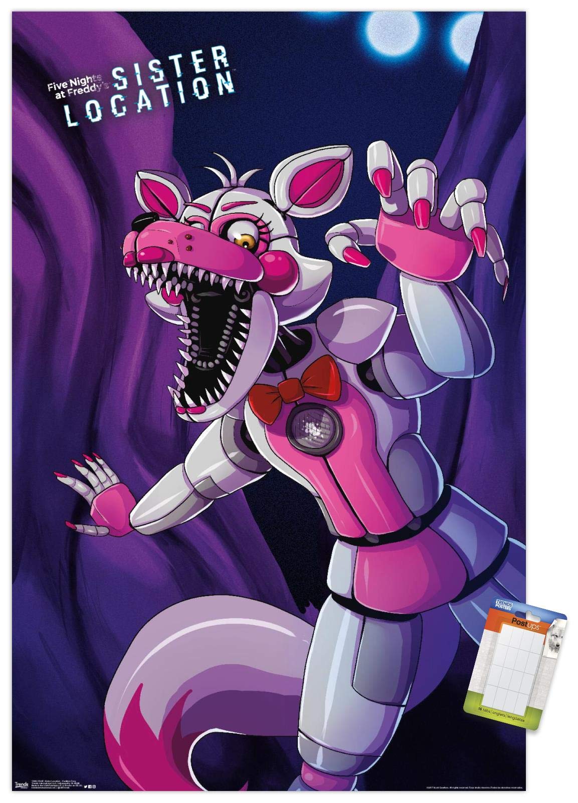 Trends International Five Nights At Freddy'S: Sister Location - Funtime Foxy Wall Poster, 22.375'' X 34'', Poster & Mount Bundle
