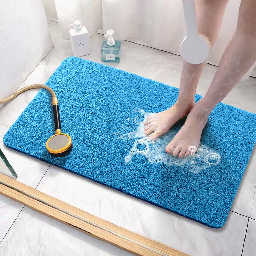 Asvin Soft Textured Bath, Shower, Tub Mat, 24X32 Inch, Phthalate Free, Non Slip Comfort Bathtub Mats With Drain, Pvc Loofah Bath