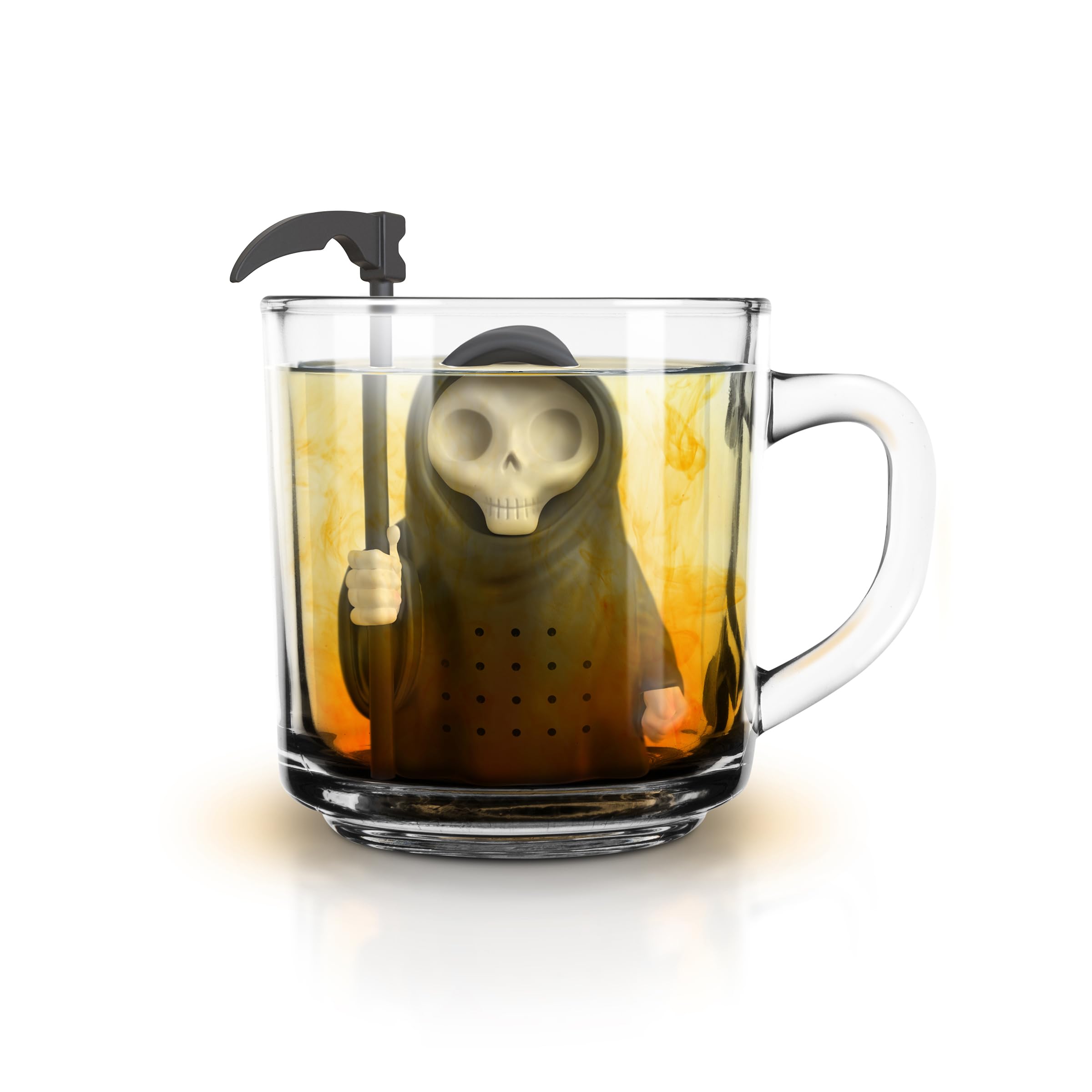 Genuine Fred Grim Steeper Silicone Tea Infuser, 3.8x2.4x2.2in, Black/White, Fun Gift for Tea Lovers, Model 5309052