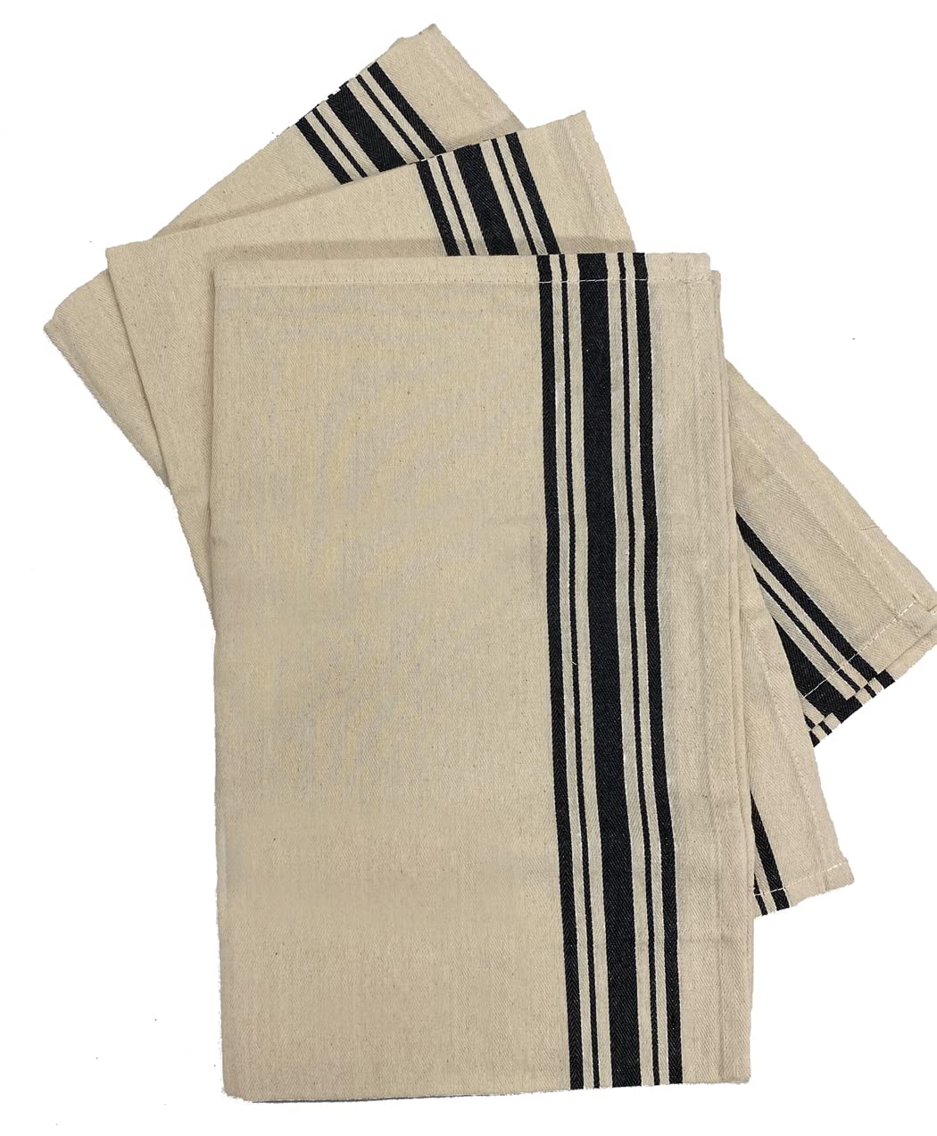 Aunt Martha'S Dish Towels, Black Herringbone Stripe