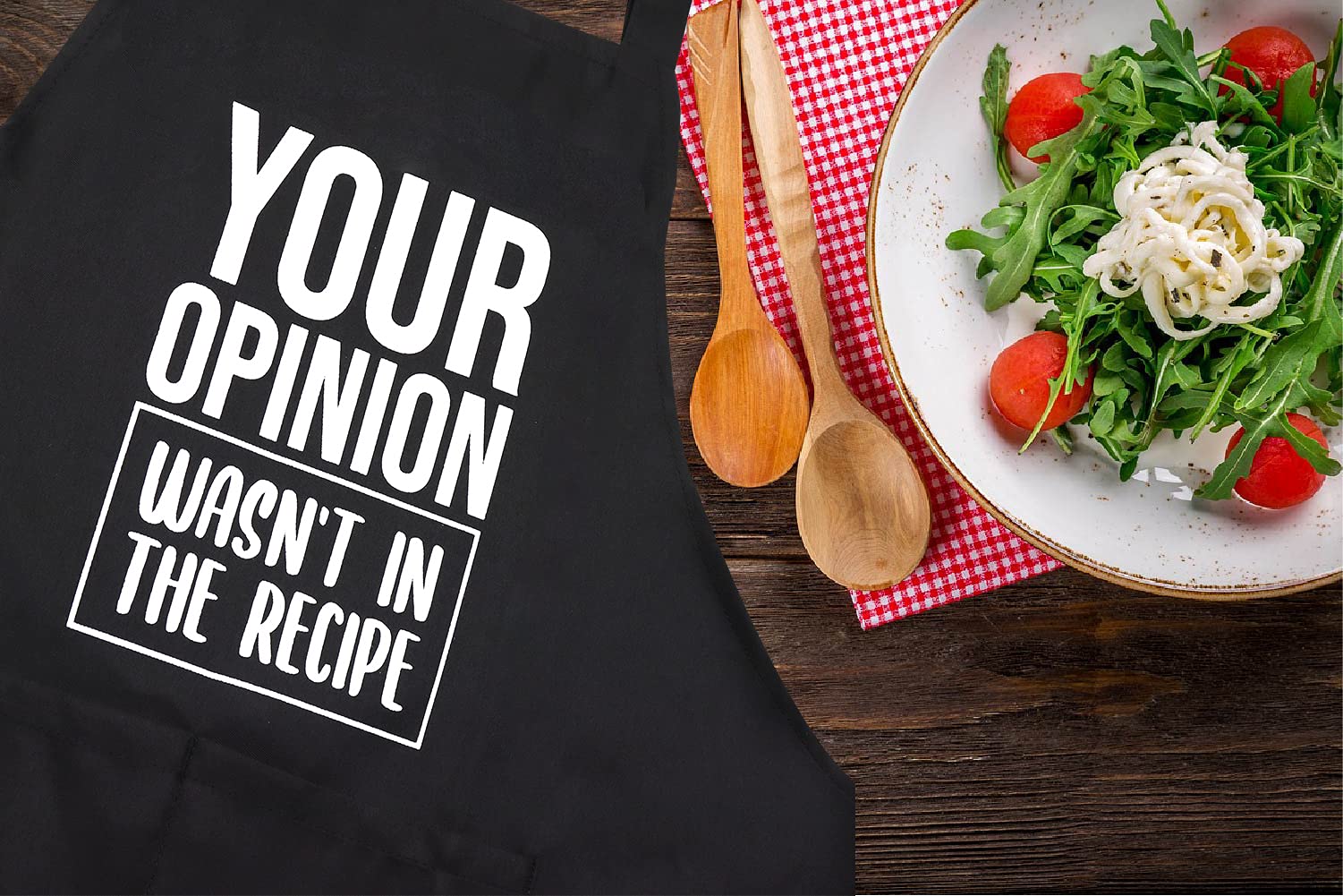 Funny Chef Aprons For Men And Women With Pockets, Your Opinion Wasn 'T In The Recipe, Kitchen Cooking Grilling Apron For Dad Mom