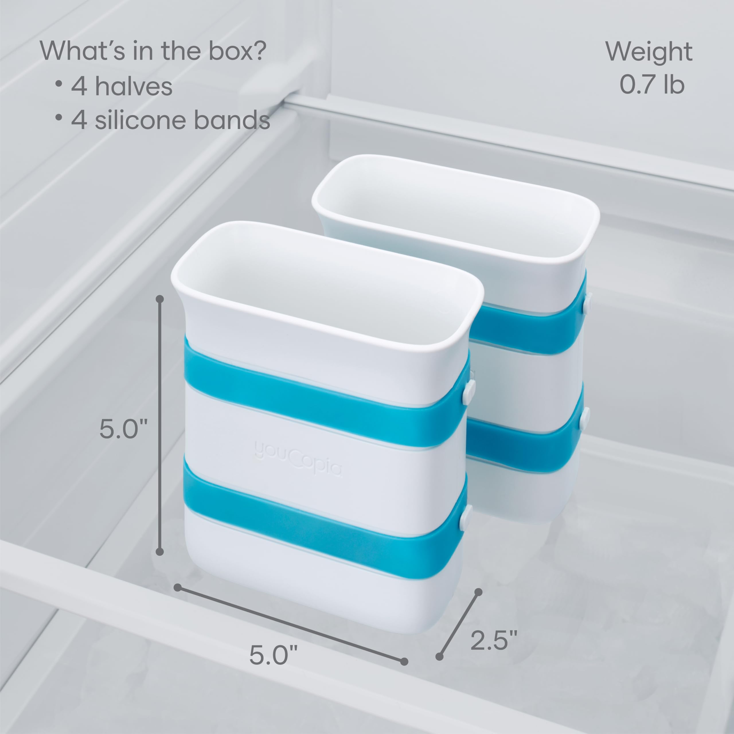 Youcopia Freezeup Freezer Food Block Maker, 2 Cup, 2-Pack, Meal Prep Bag Container To Freeze Leftovers And Soup