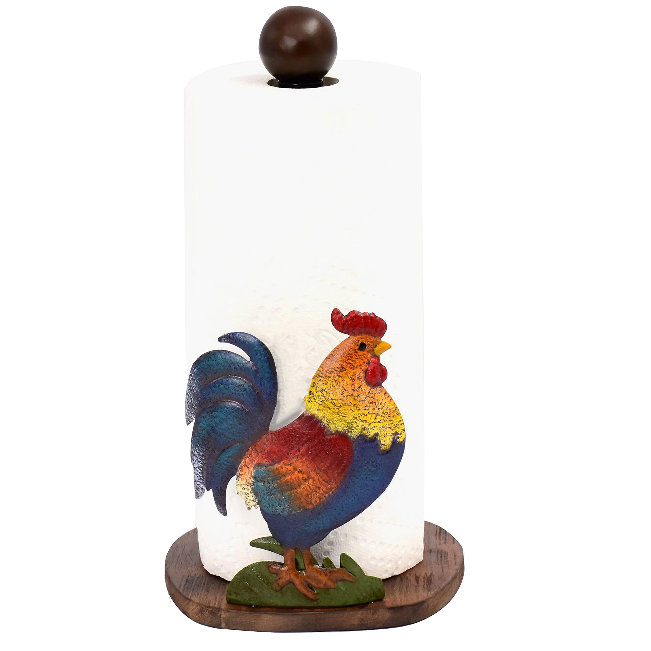 Paper Towel Holder Stand, Paper Towel Holder Countertop Wood With Rooster Decorations For Kitchen Farmhouse Villa Apartment Roos