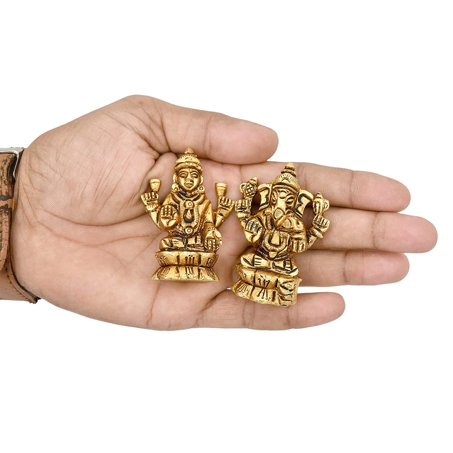 Aargkraft Brass Laxmi Ganesh Ji Idol With Temple Showpiece Ideal For Home Office Pooja Decor | Lakshmi Ganesha Idol With Mandir