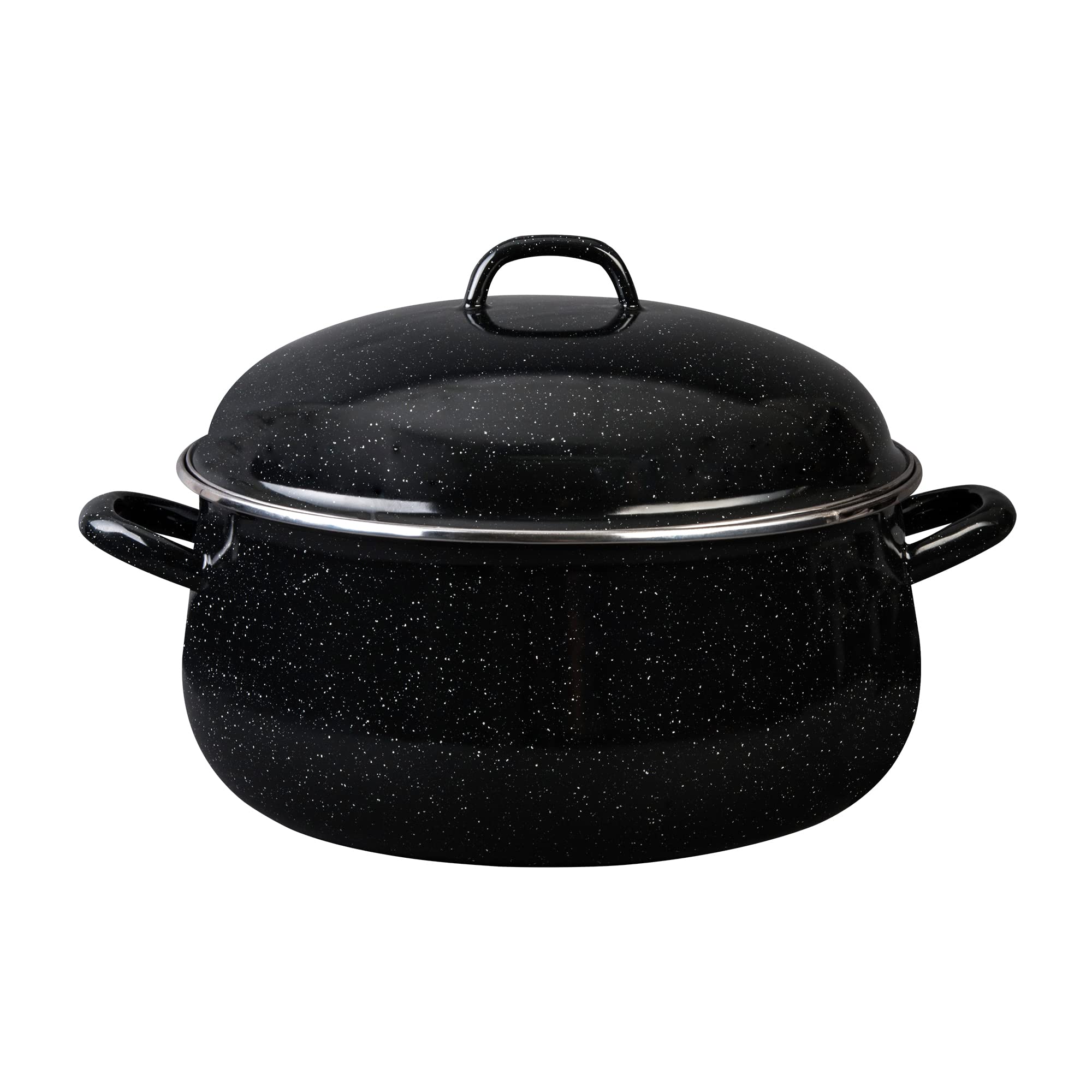 Granite Ware 9.5 Qt Heavy Gauge Dutch Oven With Lid. (Speckled Black) Enamelware. Stainless Steel. Suitable For Cooktops, Oven T