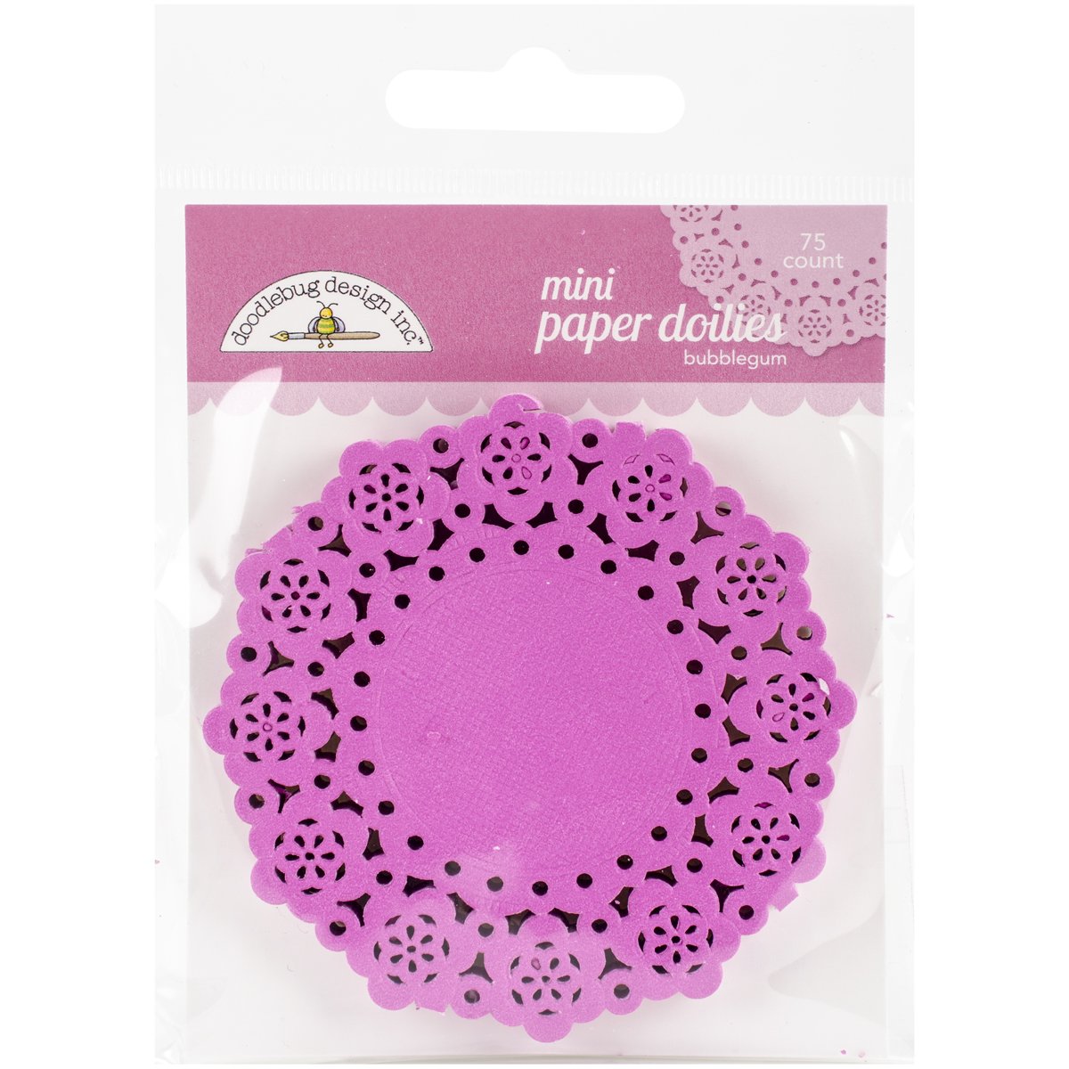 Doodlebug Mini Doilies 3'' 75/Pkg, Bubblegum