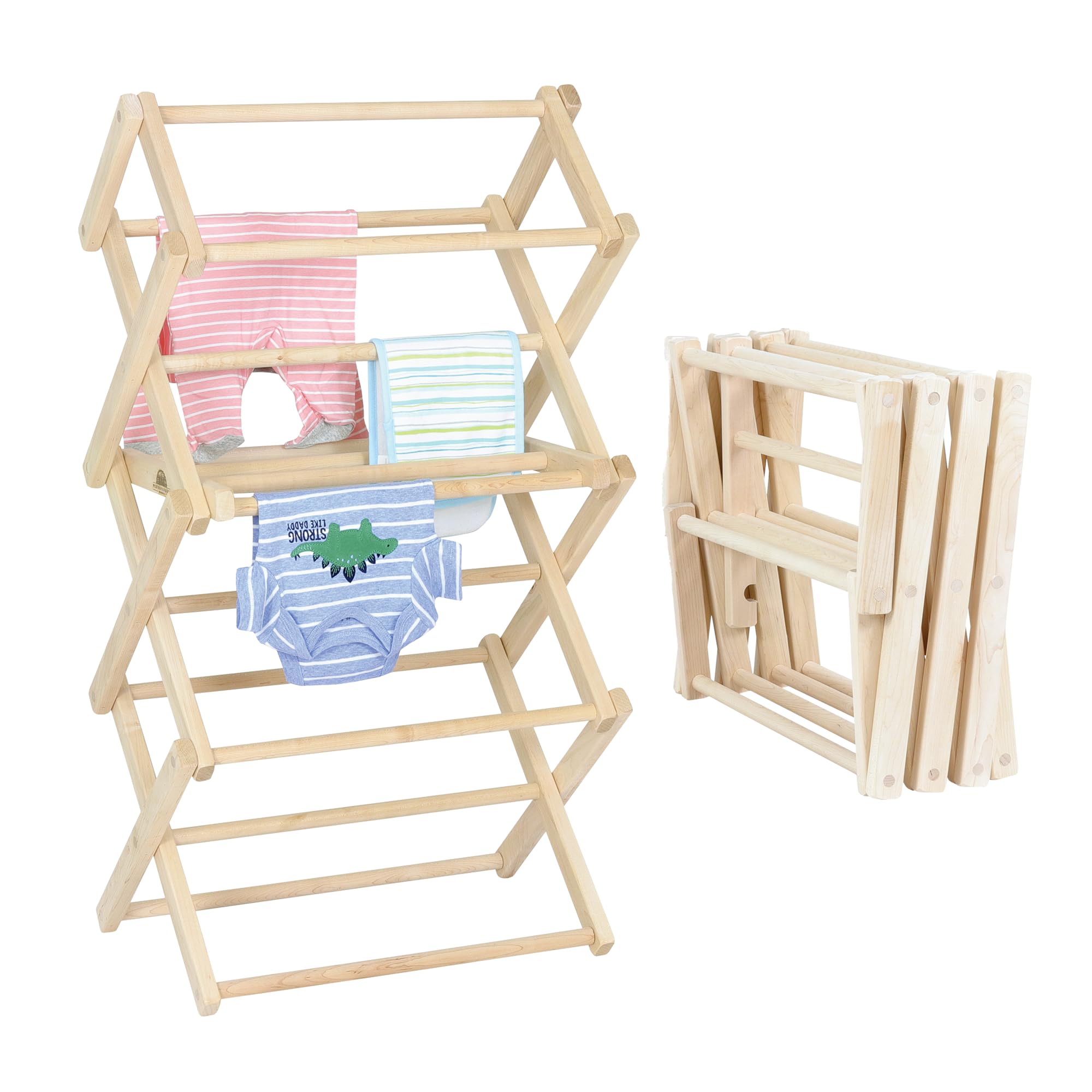 Pennsylvania Woodworks Clothes Drying Rack: Solid Maple Hard Wood Laundry Rack for Baby Clothes  Hand Towels  Delicates & More  Durable Small Folding Drying Rack  Made in USA  No Assembly Needed