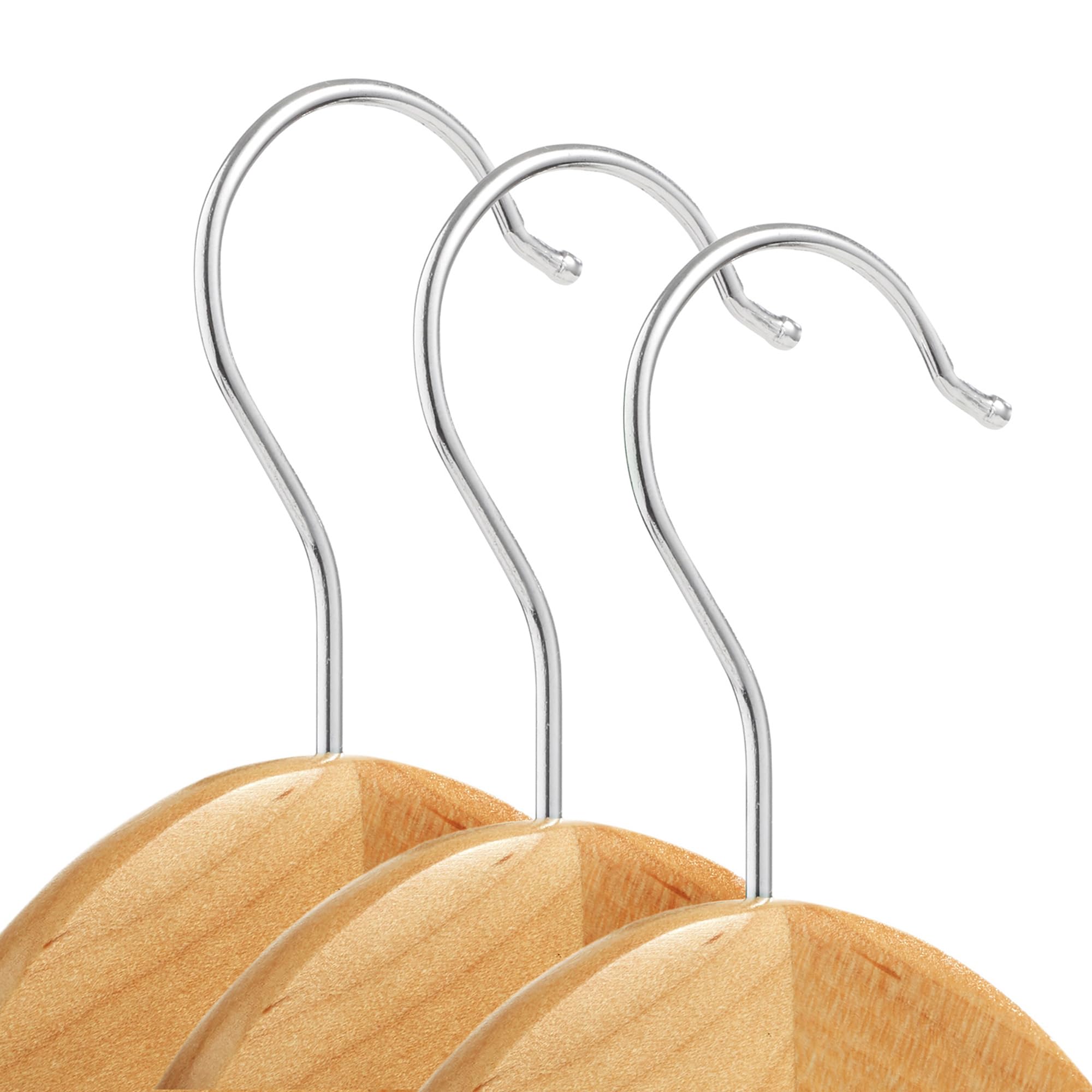Casafield - 10 Natural Wooden Suit Hangers - Premium Lotus Wood With Notches & Chrome Swivel Hook For Dress Clothes, Coats, Jack