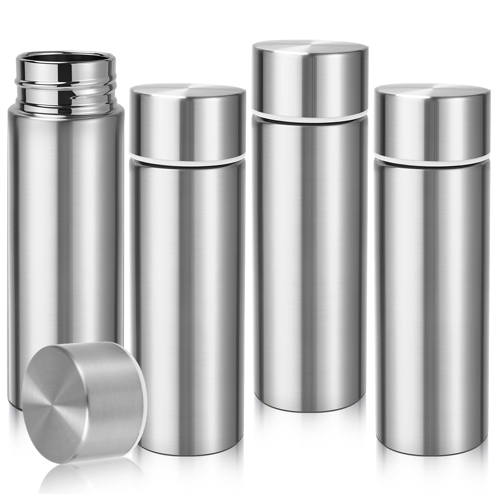 IJRPLM 4 Pack Mini Water Bottles, 4.4 Oz Insulated Bottle, Silver