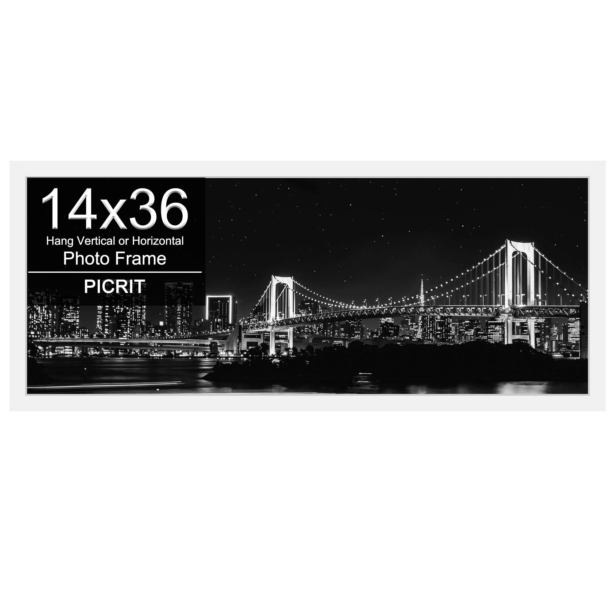 Picrit 14X36 Poster Frame, Photo Frame For Wall Mounting Display, White