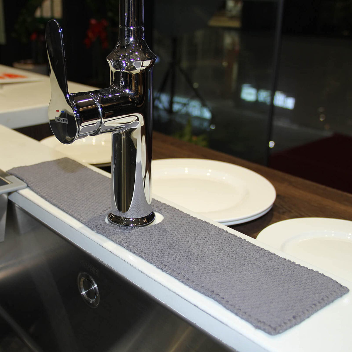 28 ' ' Kitchen Faucet Absorbent Mat, Sink Splash Guard, Microfiber Faucet Handle Drip Catcher, Kitchenguard Tray, Water Drying P