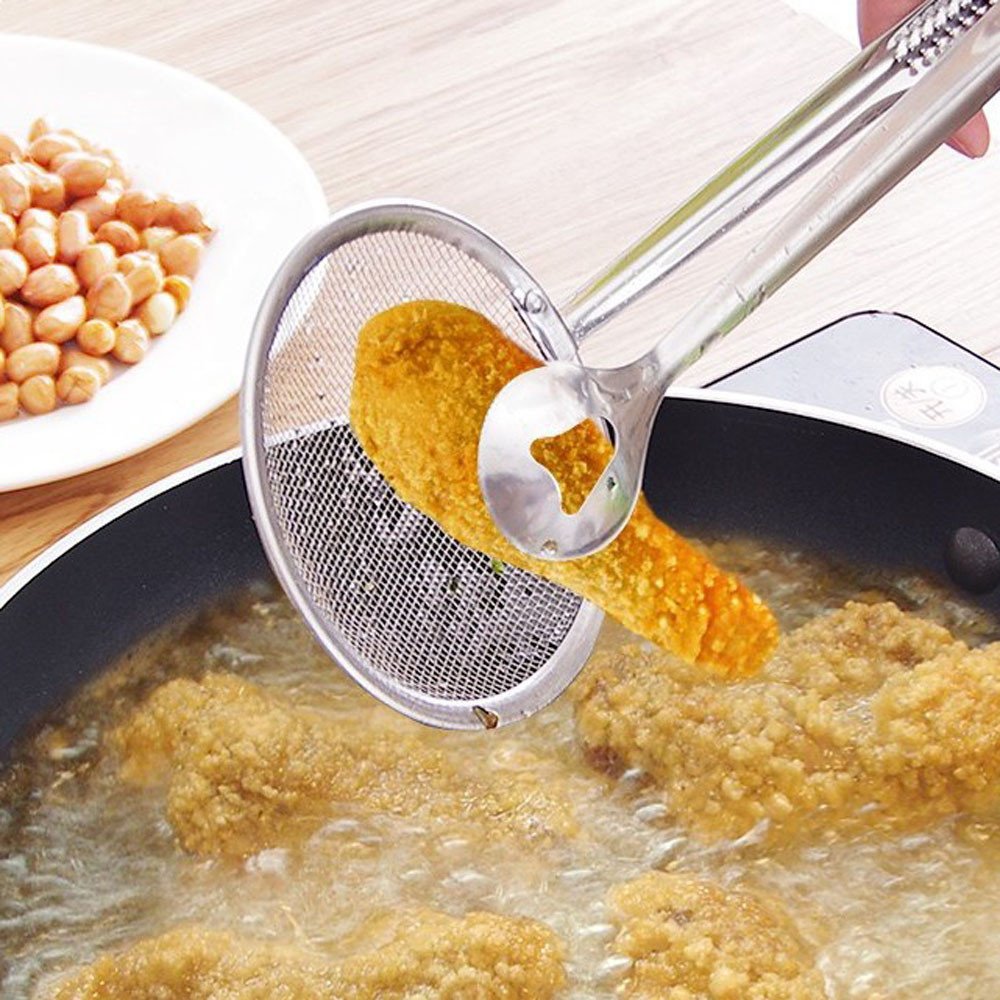 Wjq&Linyuzi Stainless Steel Colander Spoon Food Filter Spoon Oil Filter Grid Scoop Fine Mesh Kitchen 28 X 10 Cm 004 004