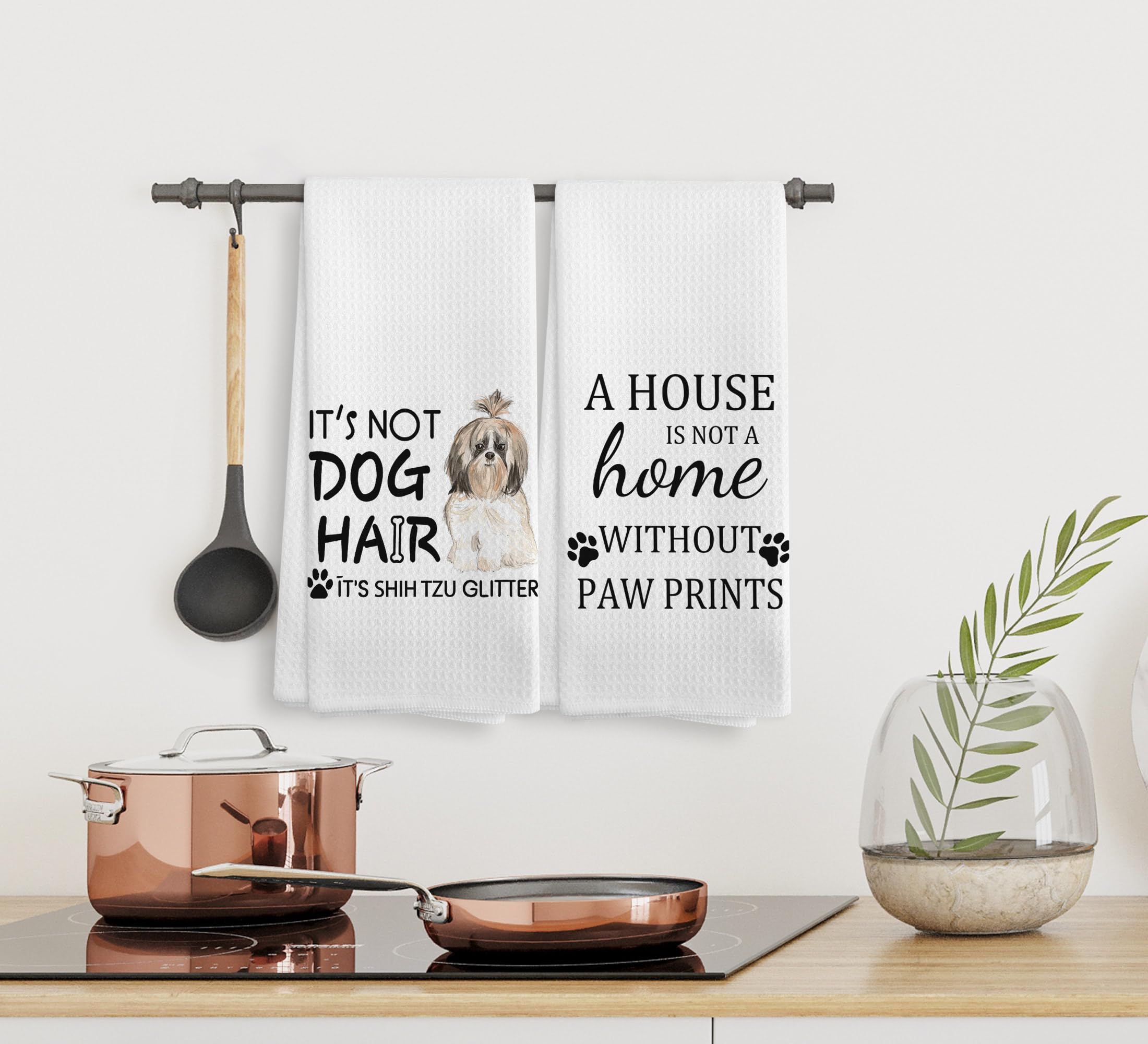 NOQL Shih Tzu Dog Towel, Dog Kitchen Towels, Shih Tzu Dog Kitchen Towels and Dishcloths Set of 2, Shih Tzu Dog Decor, Shih Tzu G