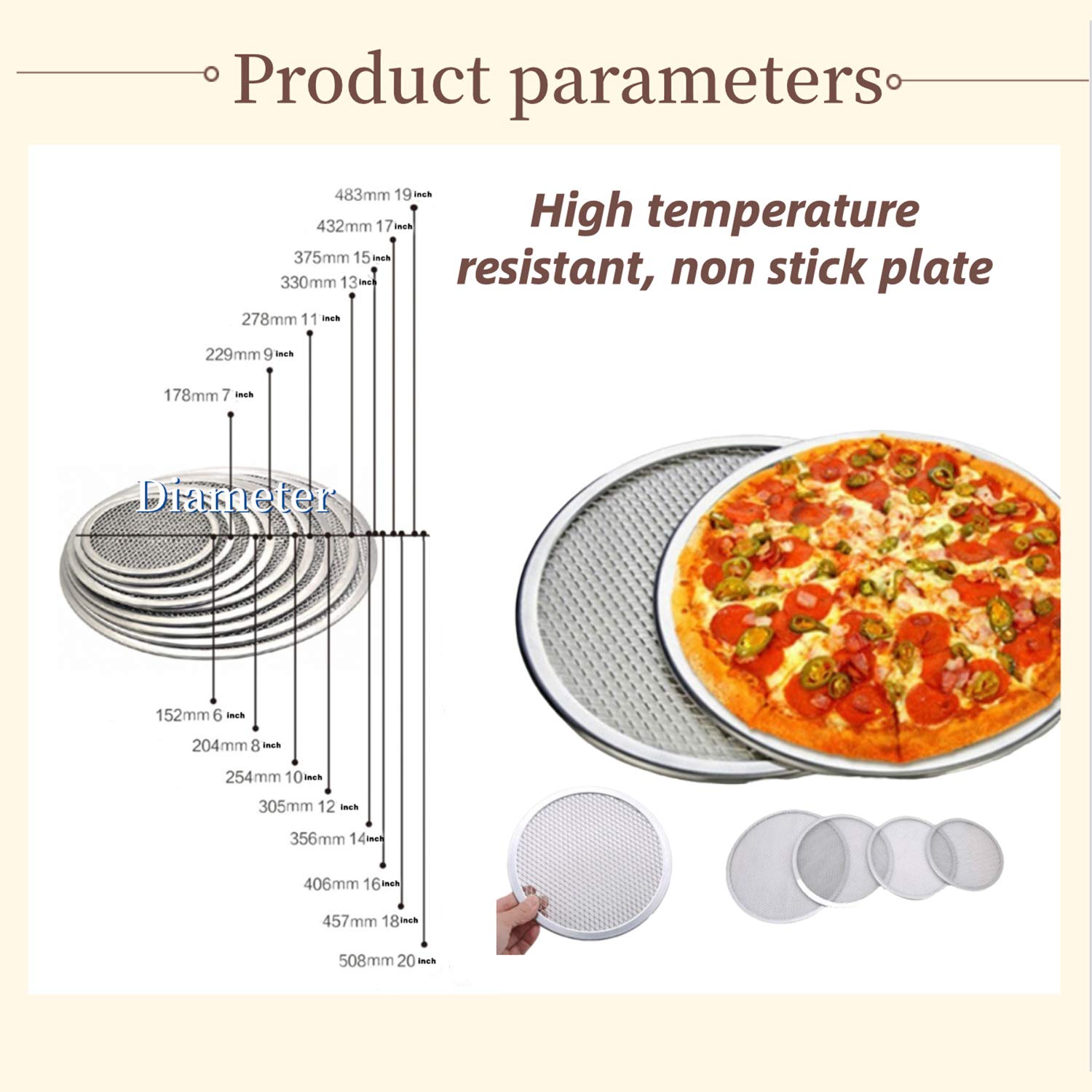 6 Packs Aluminum Alloy Pizza Pan With Holes, 8 Inch Commercial Grade Pizza/Baking Screen For Oven Round Pizza Crisper Tray Pizza