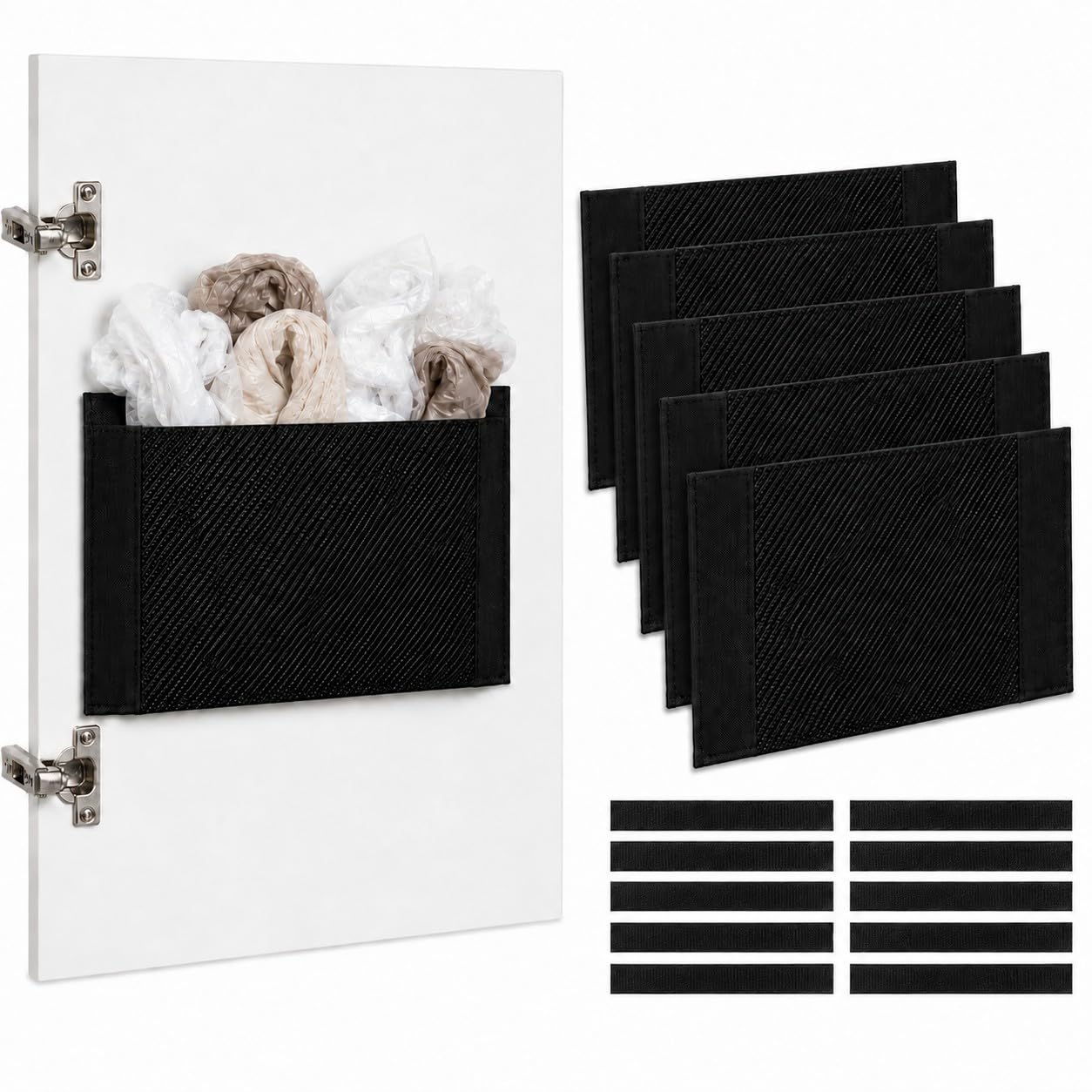 6 Pack Self Adhesive Mesh Storage Pockets, Cabinet Door Organizer