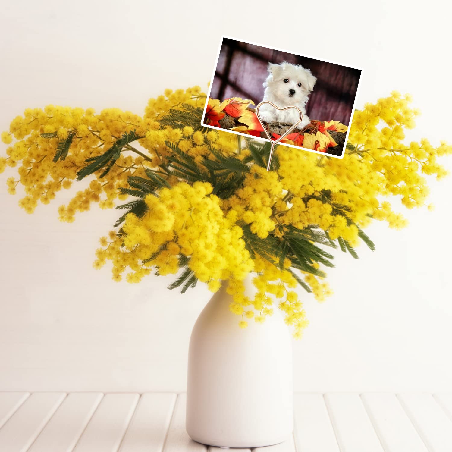 Kimober 30Pcs Metal Floral Place Card Holder,13.4 Inch Golden Heart Flower Picks Photo Memo Clips Gift Card Holder For Flower Ar