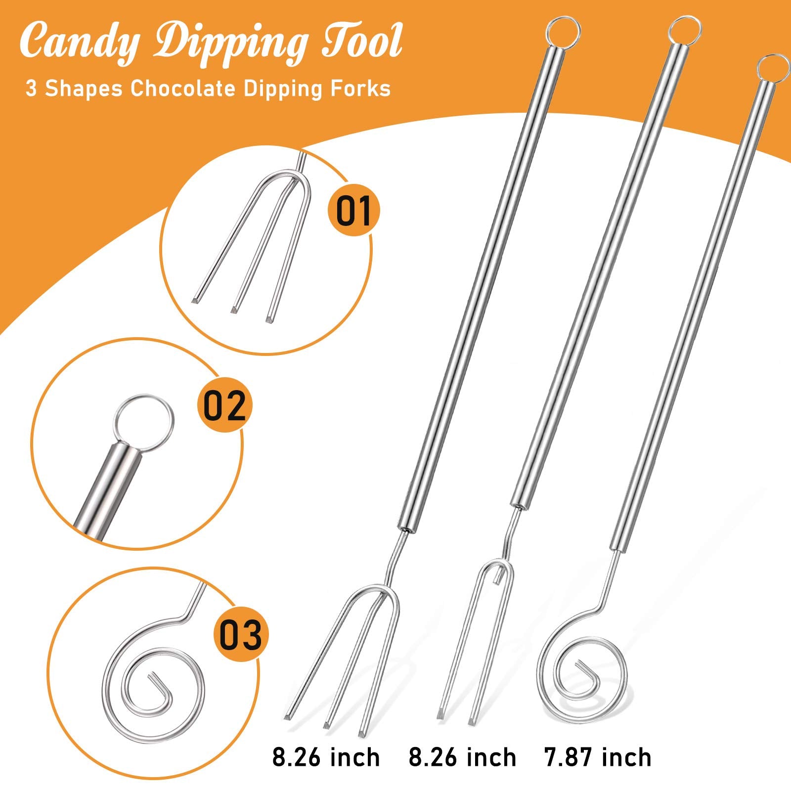 4 Pieces Candy Dipping Tools Set Chocolate Dipping Set 3-Prong Dipping Fork, Fondue Fork, Spear, Slotted Spoon For Handmade Choc