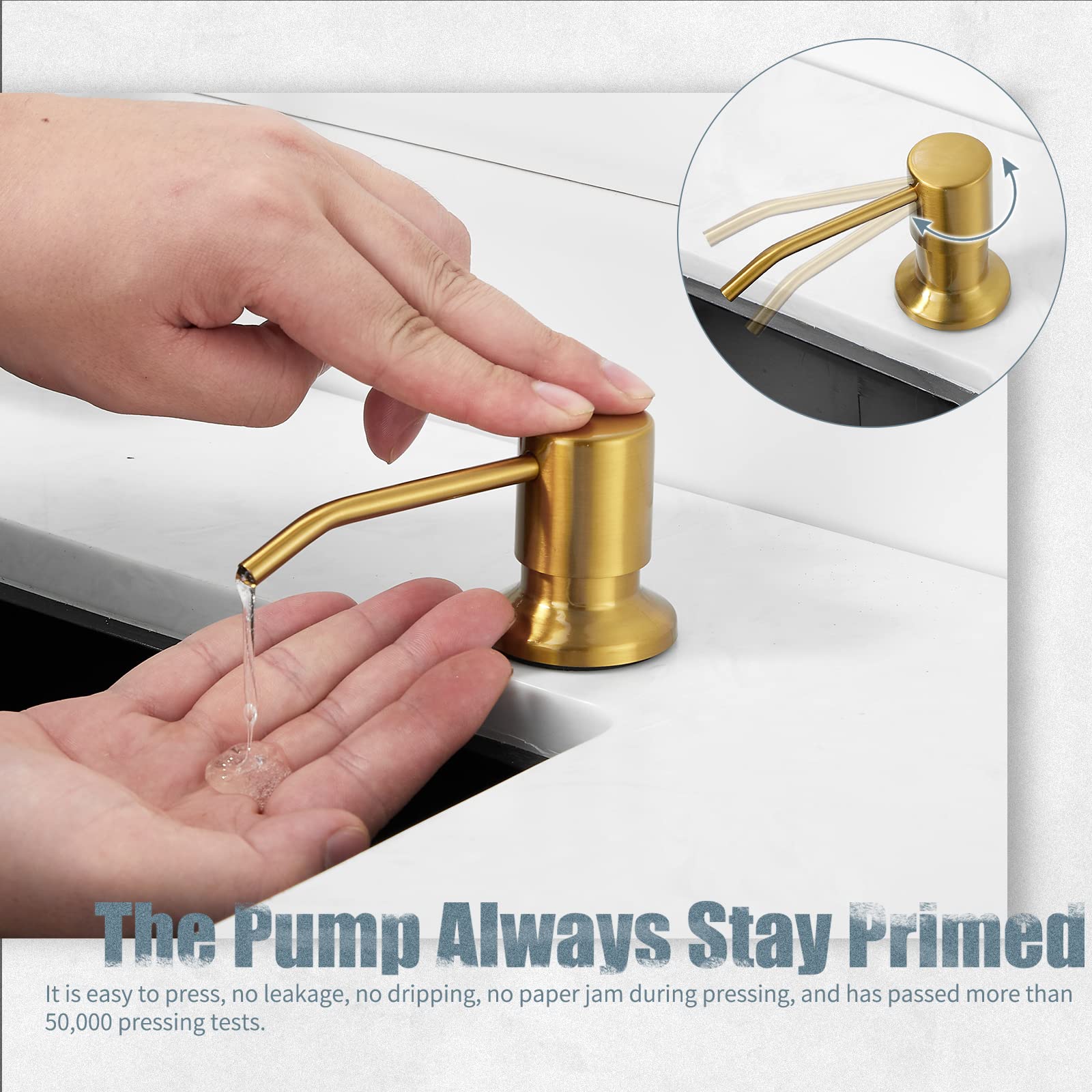 Kitchen Faucet, Brushed Gold Kitchen Faucet With Soap Dispenser And Deck Plate, Faucet For Camper Farmhouse Rv Kitchen Sink, Sin