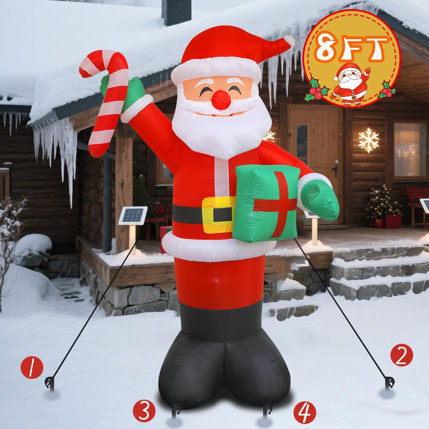 Kerithsoco 8 FT Christmas Inflatable Santa Claus with Candy and Gift Box Outdoor Decor, Christmas Blow Up Waterproof Xmas Decora