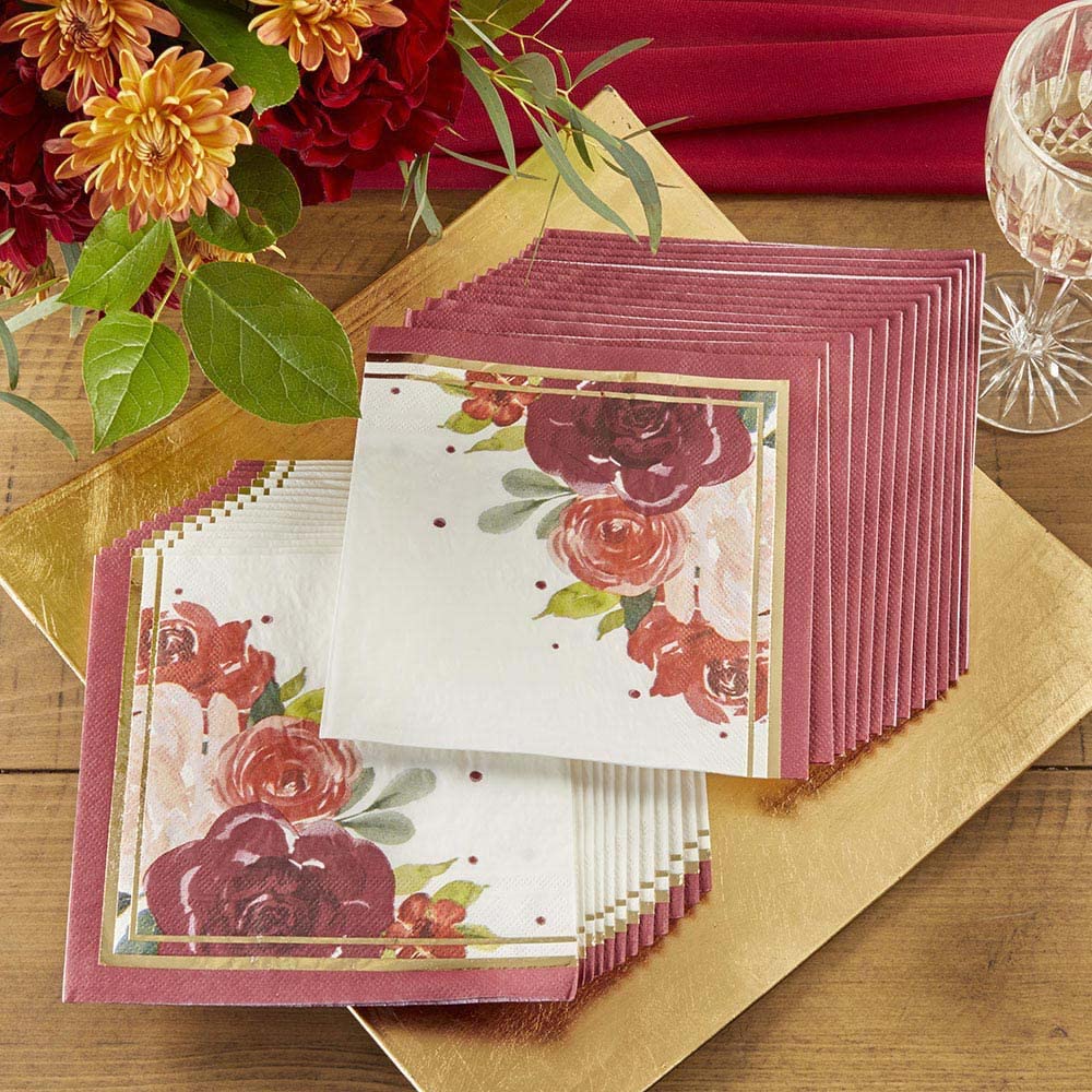 Kate Aspen Decorative 2 Ply Paper Napkins - Set Of 60 - 6.5 Inch Durable Disposable Serveware For Birthday, Wedding, Bridal Show