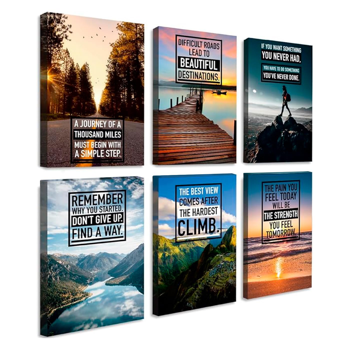 Throwback Traits Set Of 6 Motivational Wall Art Canvas