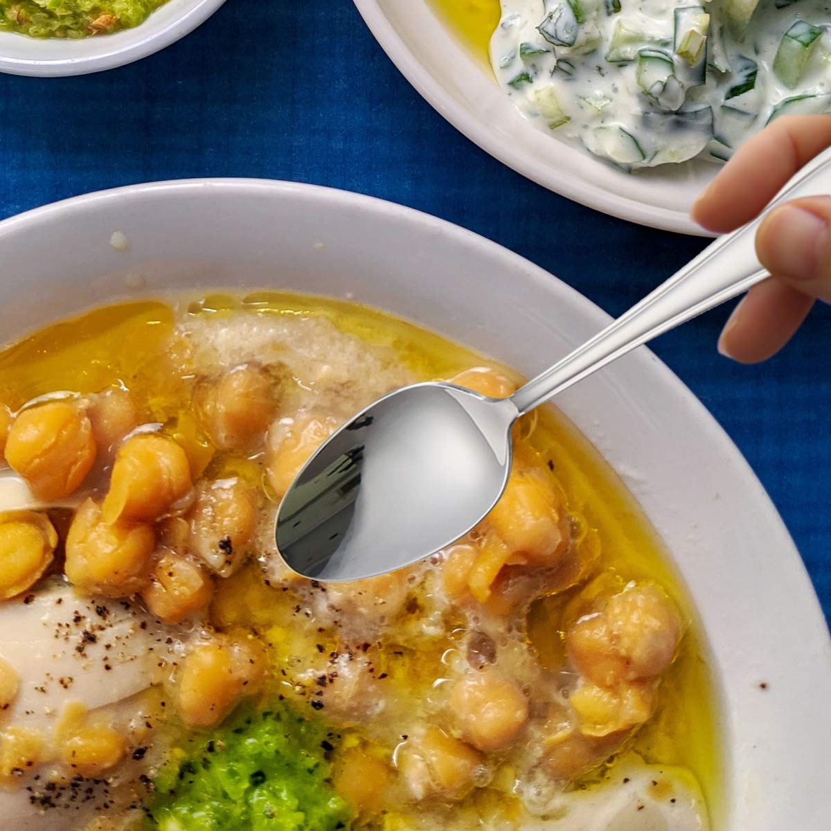 Hissf Dinner Spoons Stainless Steel 18/0 Of Table Spoons 6 Pcs For Home, Kitchen Restaurant, Dishwasher Safe, 7.08 Inches, Silve