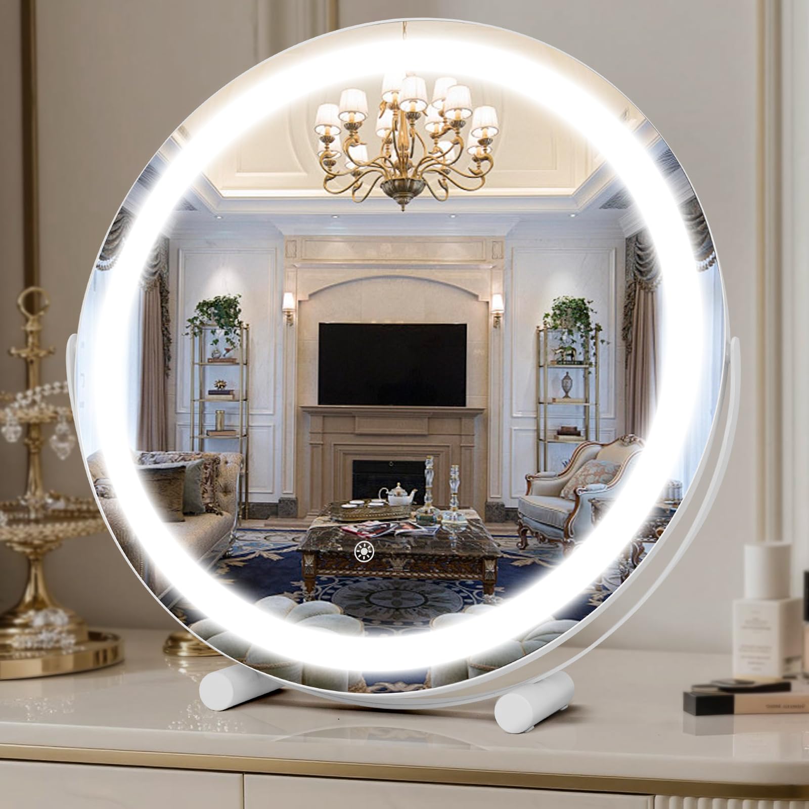 Bearolve Vanity Mirror with Lights, 18 LED Makeup Mirror, HD Professional Mirror, Smart Touch with 3-Color Lighting, Dimmable, 3