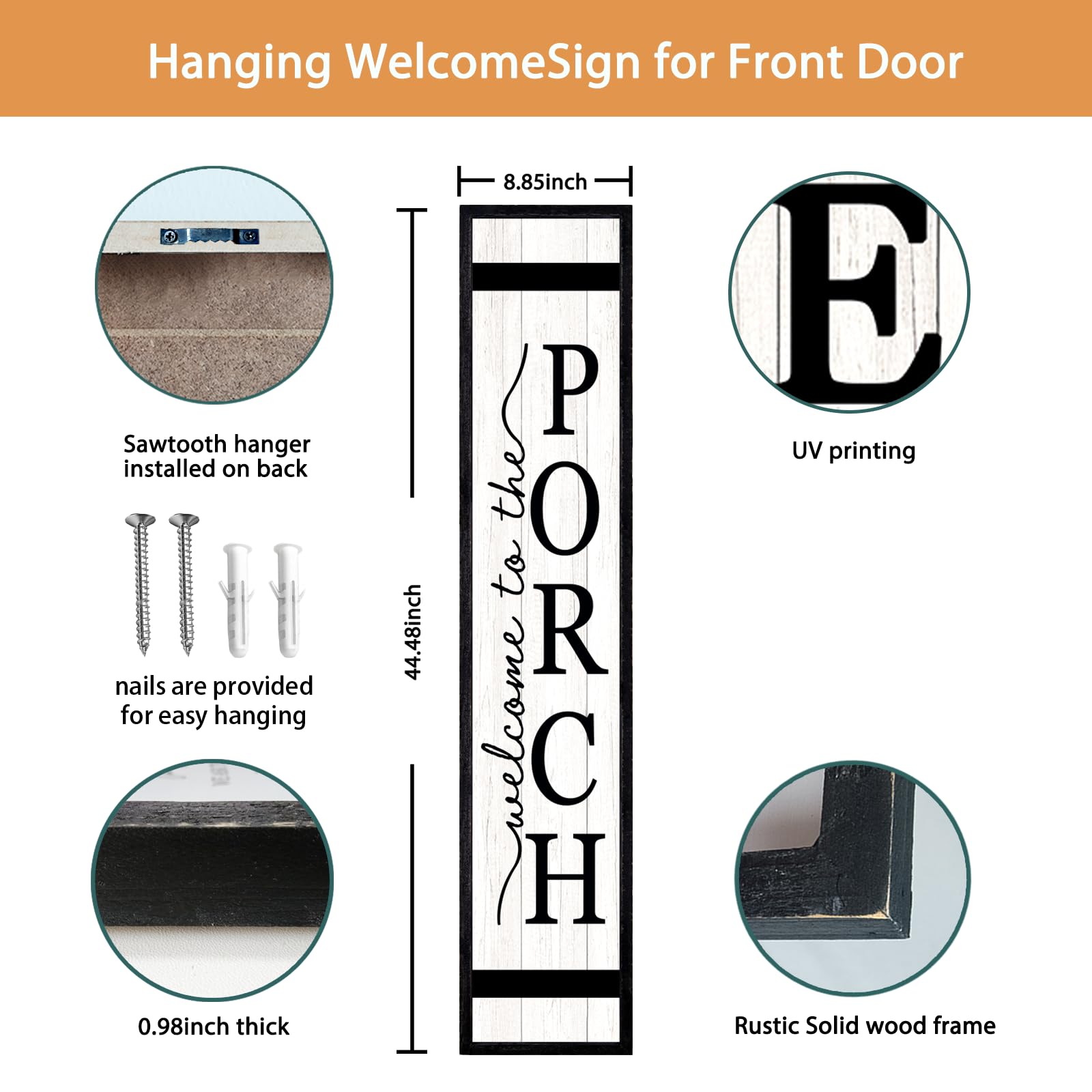 Surfapans Welcome To The Porch Sign For Front Porch Standing 45X9 Wood Frame Large Rustic Farmhouse Outdoor Tall Board Welcome S