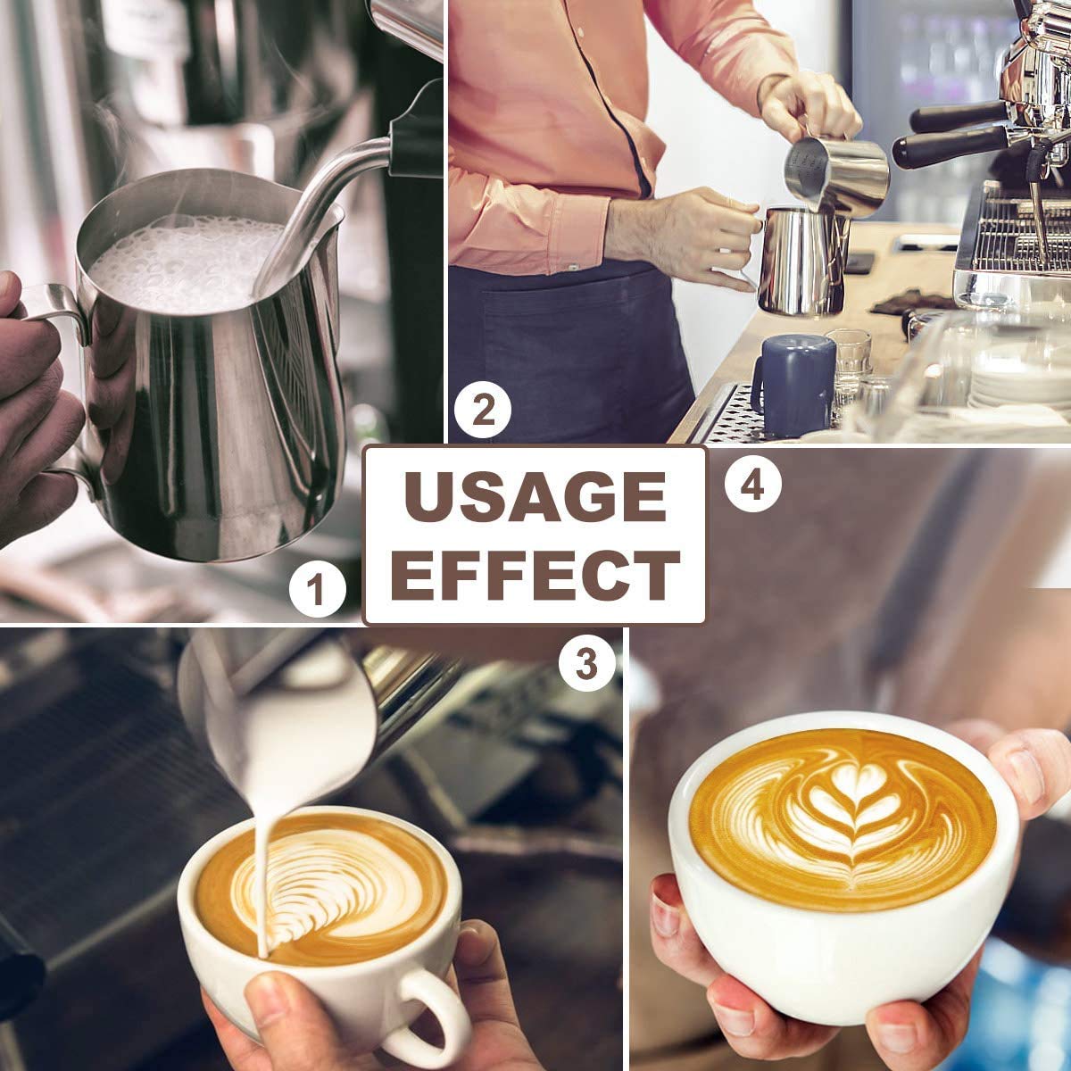 Iheartyard Espresso Milk Frothing Pitcher, Stainless Steel Milk Frothing Pitcher 300Z/900Ml Coffee Milk Frother Cup With Decorat