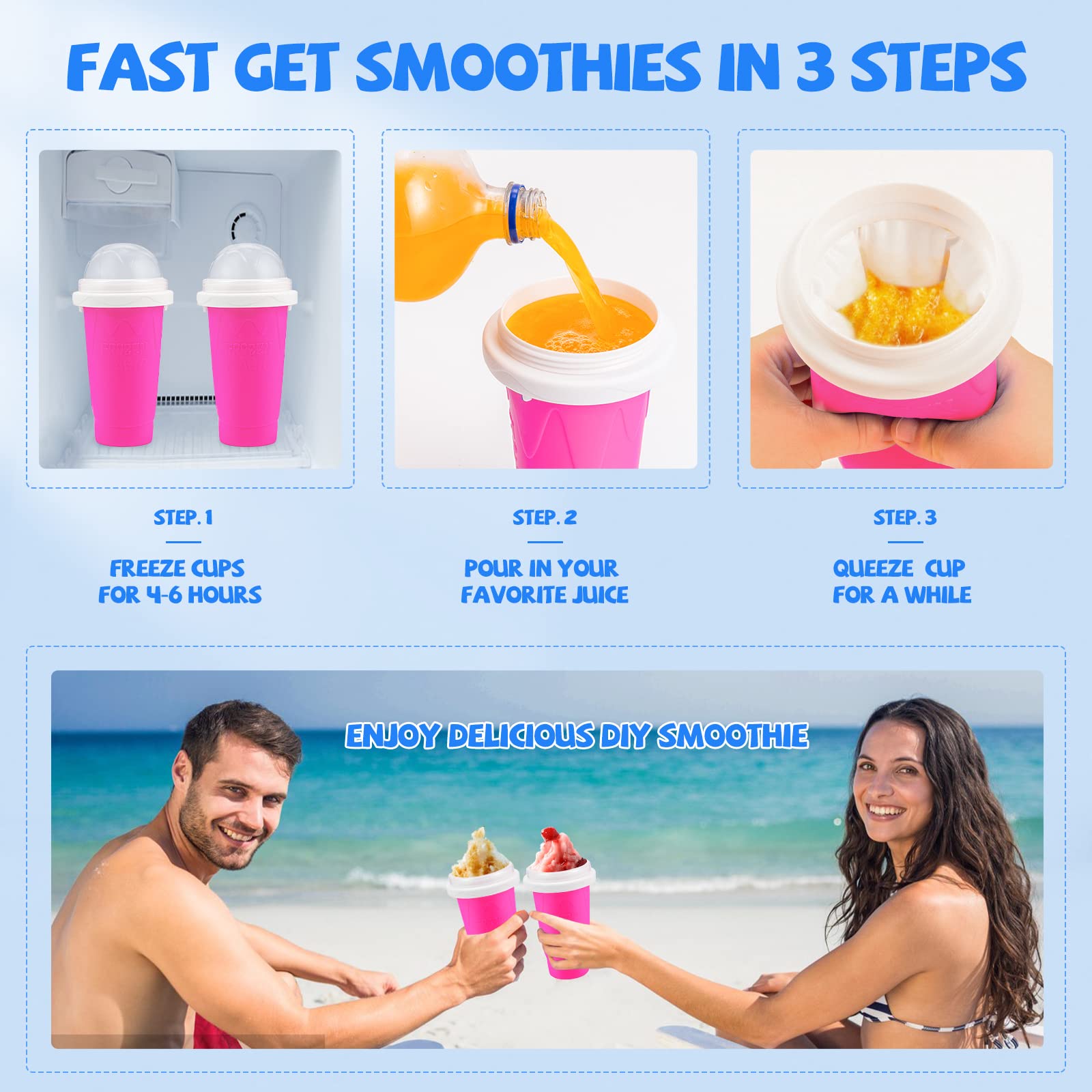 Slushy Maker Cup,Magic Quick Frozen Smoothies Cup, Portable Double Layer Slushy Maker Cup, Slushie Machine With Straw And Spoon,