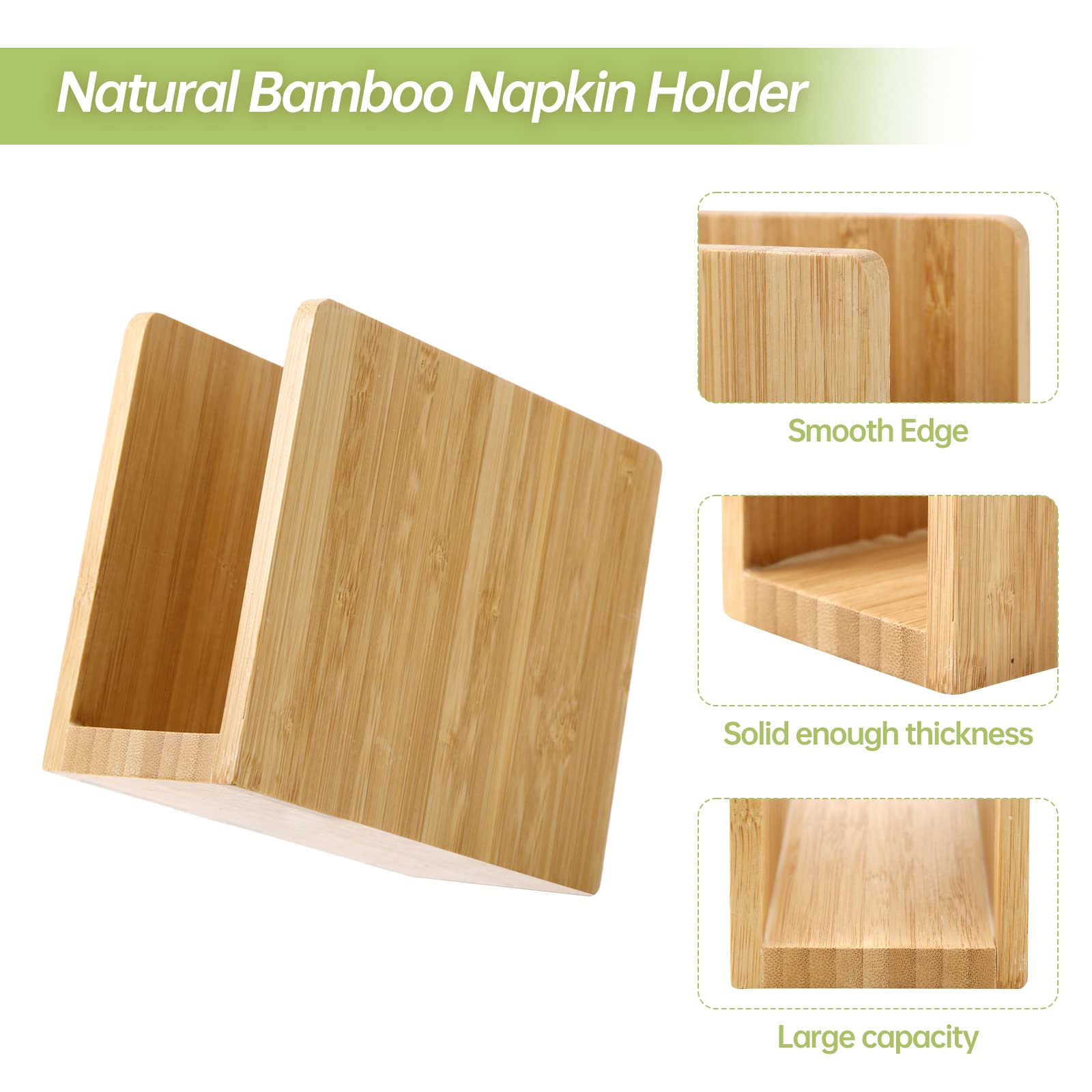 Napkin Holder Bamboo Vertical Napkin Holder Wooden Napkin Holder, Natural Bamboo Wood Strong And Waterproof, Napkin Holder For T