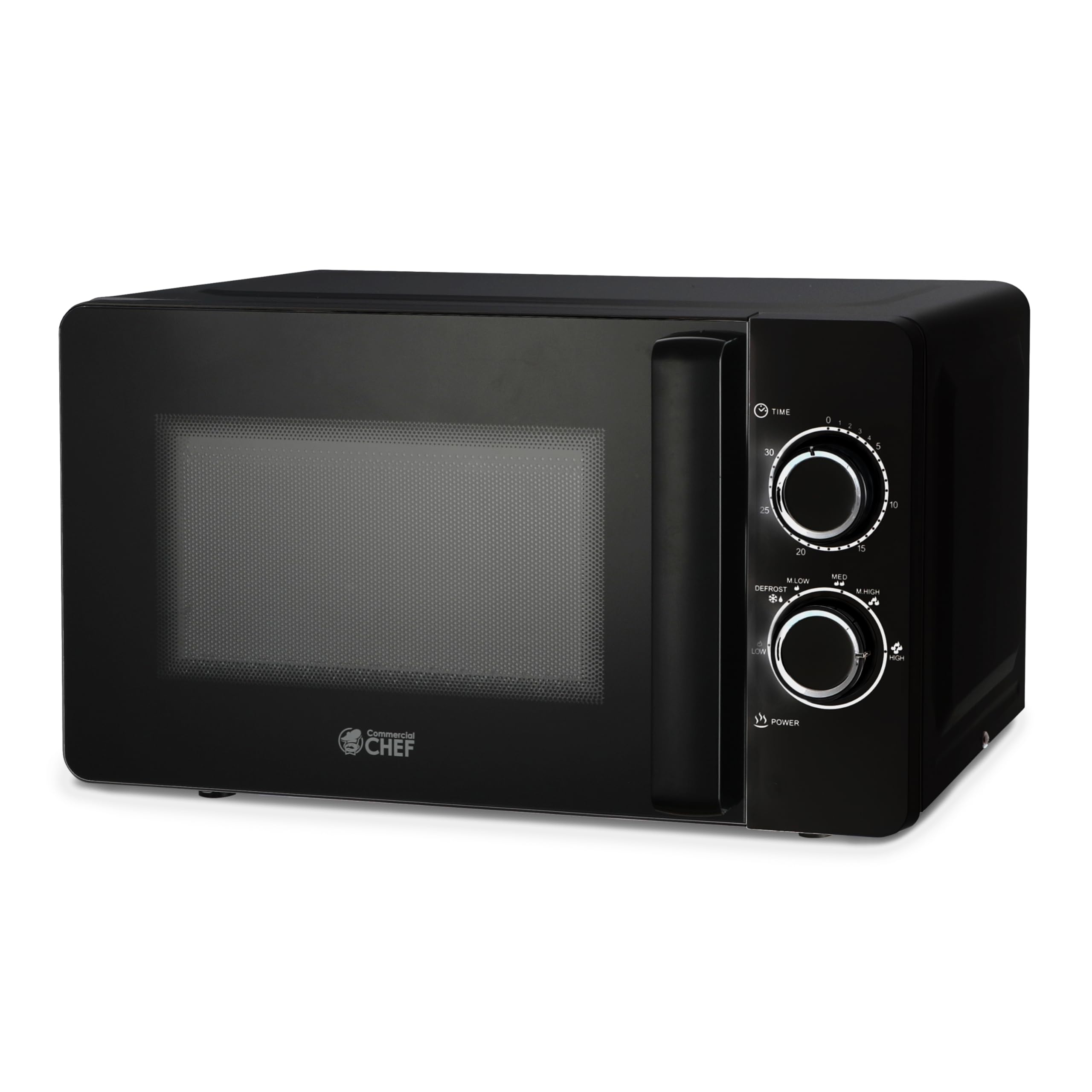 Commercial Chef Black Microwave 0.7 Cu. Ft. With Rotary Switch Knob, 700W Countertop Small Microwave With Microwave Turntable Pl