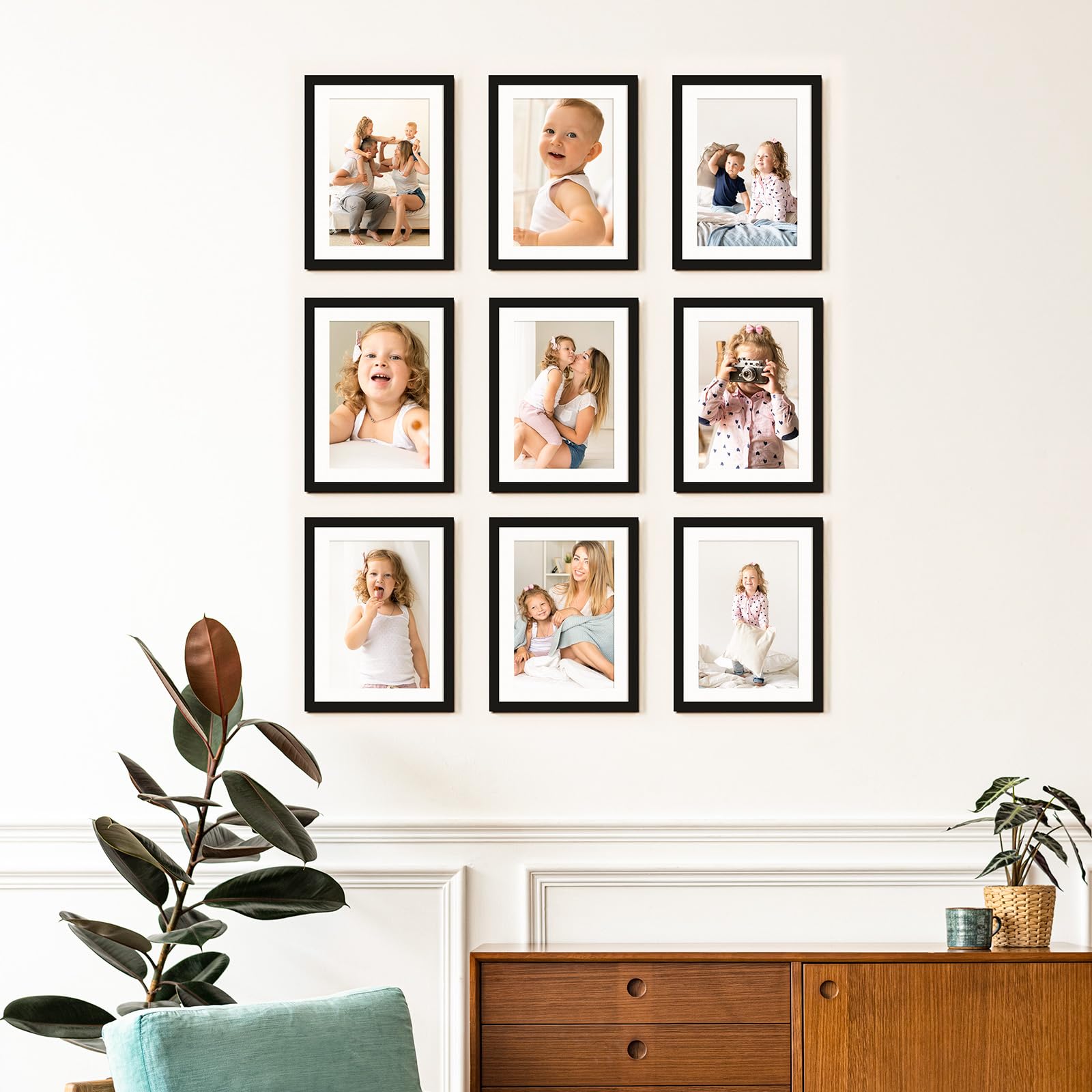 SYNTRIFIC 5x7 Picture Frame Set of 2,Display Pictures 4x6 with Mat or 5x7 Without Mat,Wall Hanging Photo Frame or Tabletop Displ