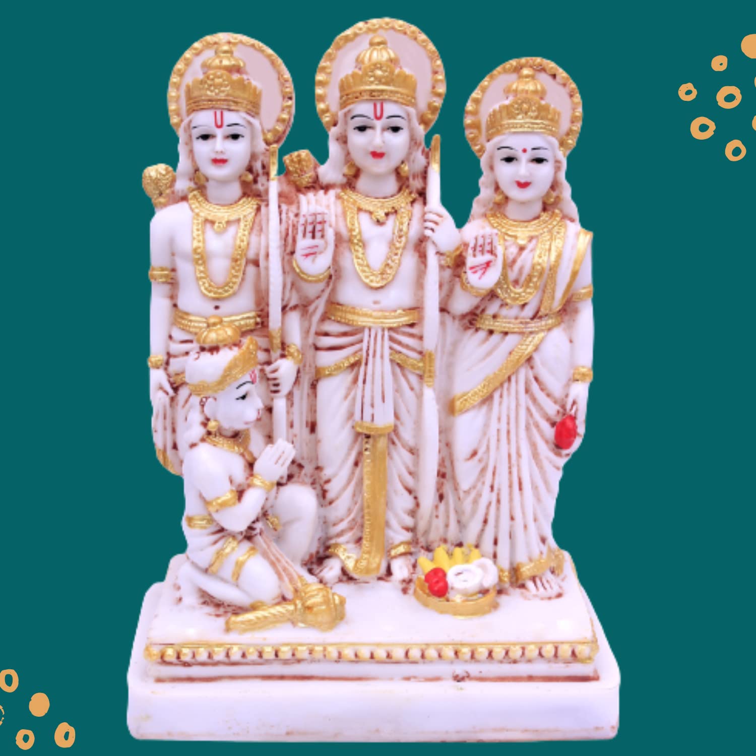 Buji Craft Shri Ram Darbar Laxman Hanuman Sita Rama Parivaram Ramaparivaram Showpiece Figurine Idol Murti Mandir Pooja Outdoor G