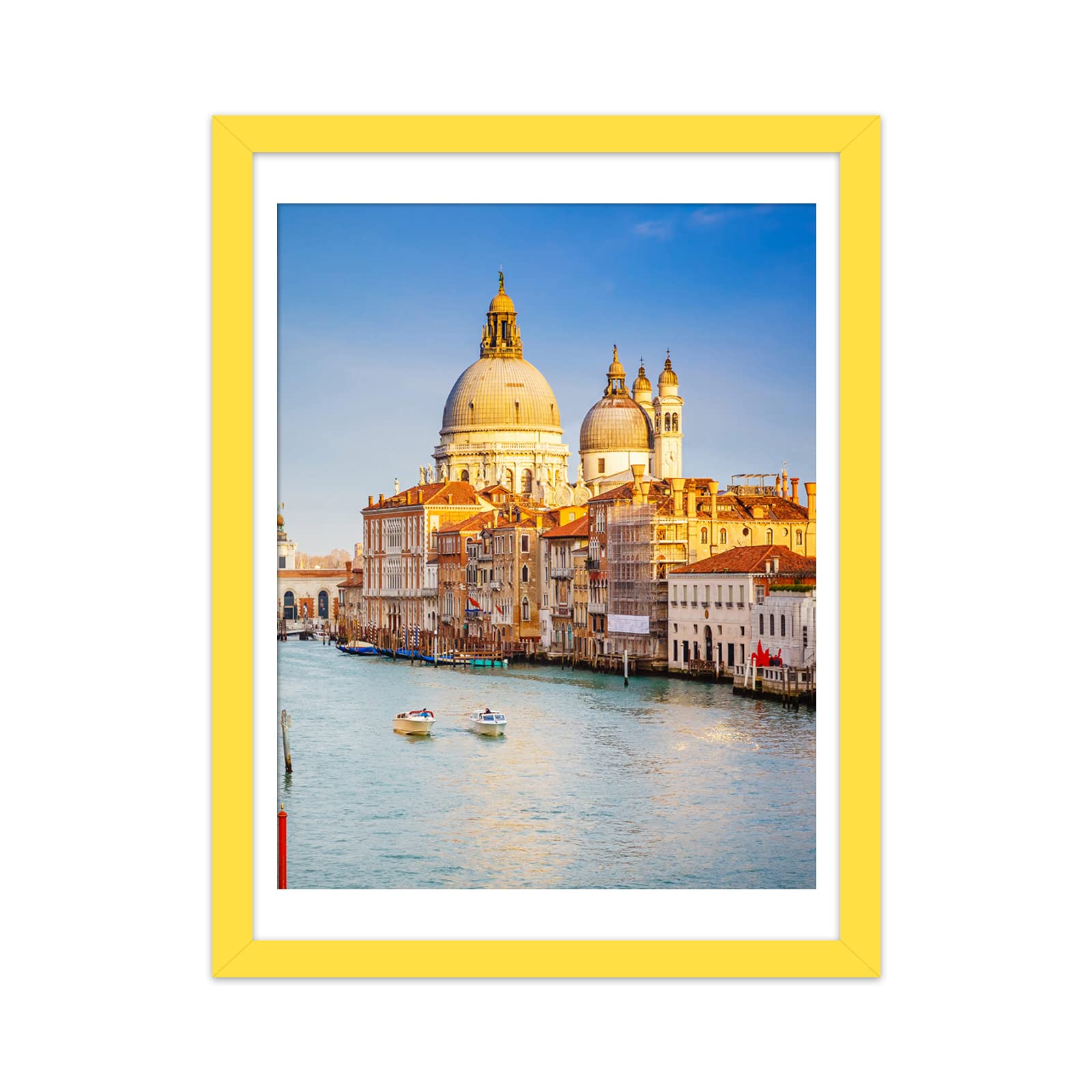 wyooxoo 12x16 Picture Frame Yellow Made of Solid Wood Photo Frames Display Pictures 11x14 with Mat or 12x16 Without Mat Colorful