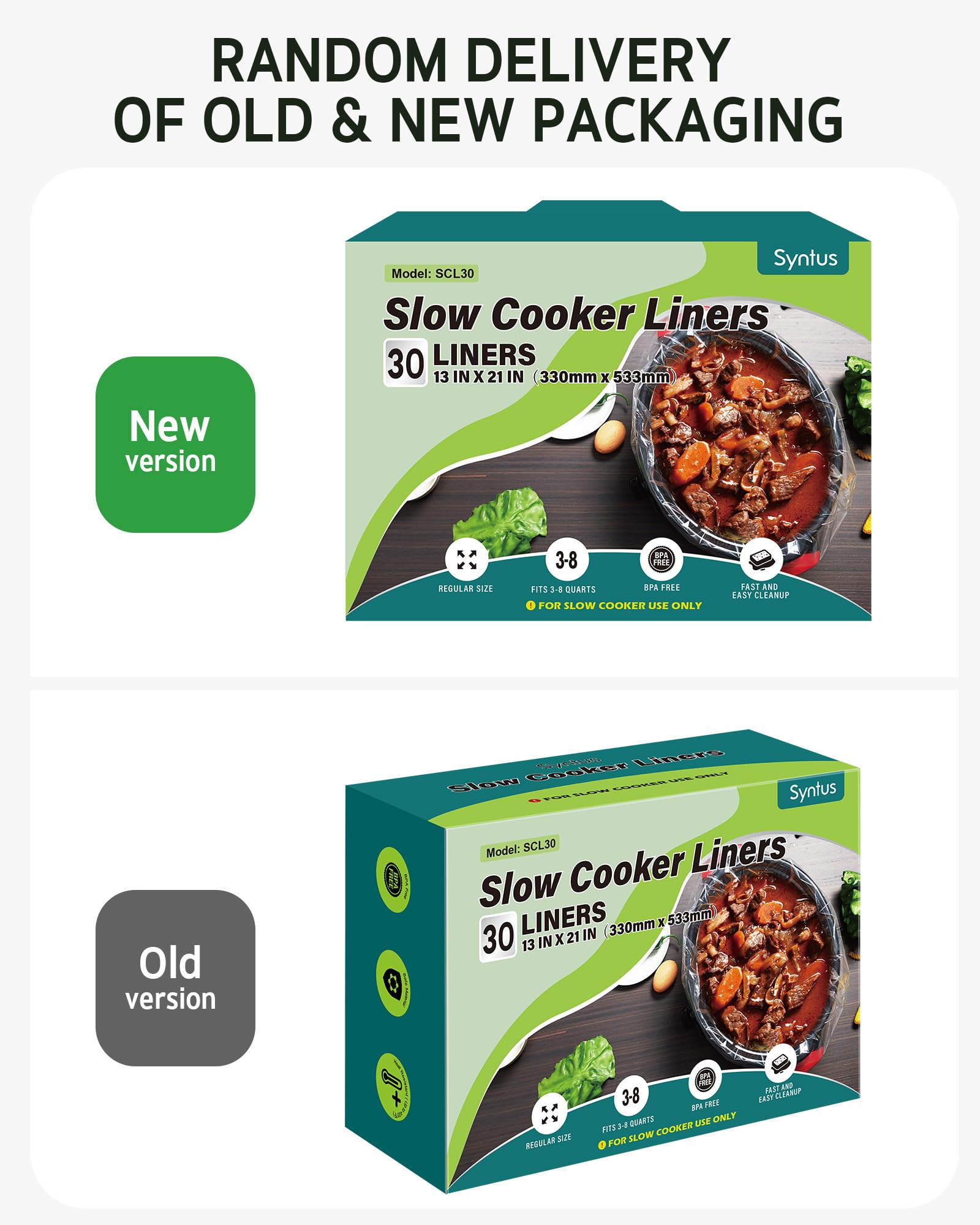 Syntus Slow Cooker Liners  30 Count Cooking Bags Large Size Disposable Pot Liners Plastic Bags  Fit 3QT to 8QT for Slow Cooker Cooking Trays  13''x 21'' 1 Pack